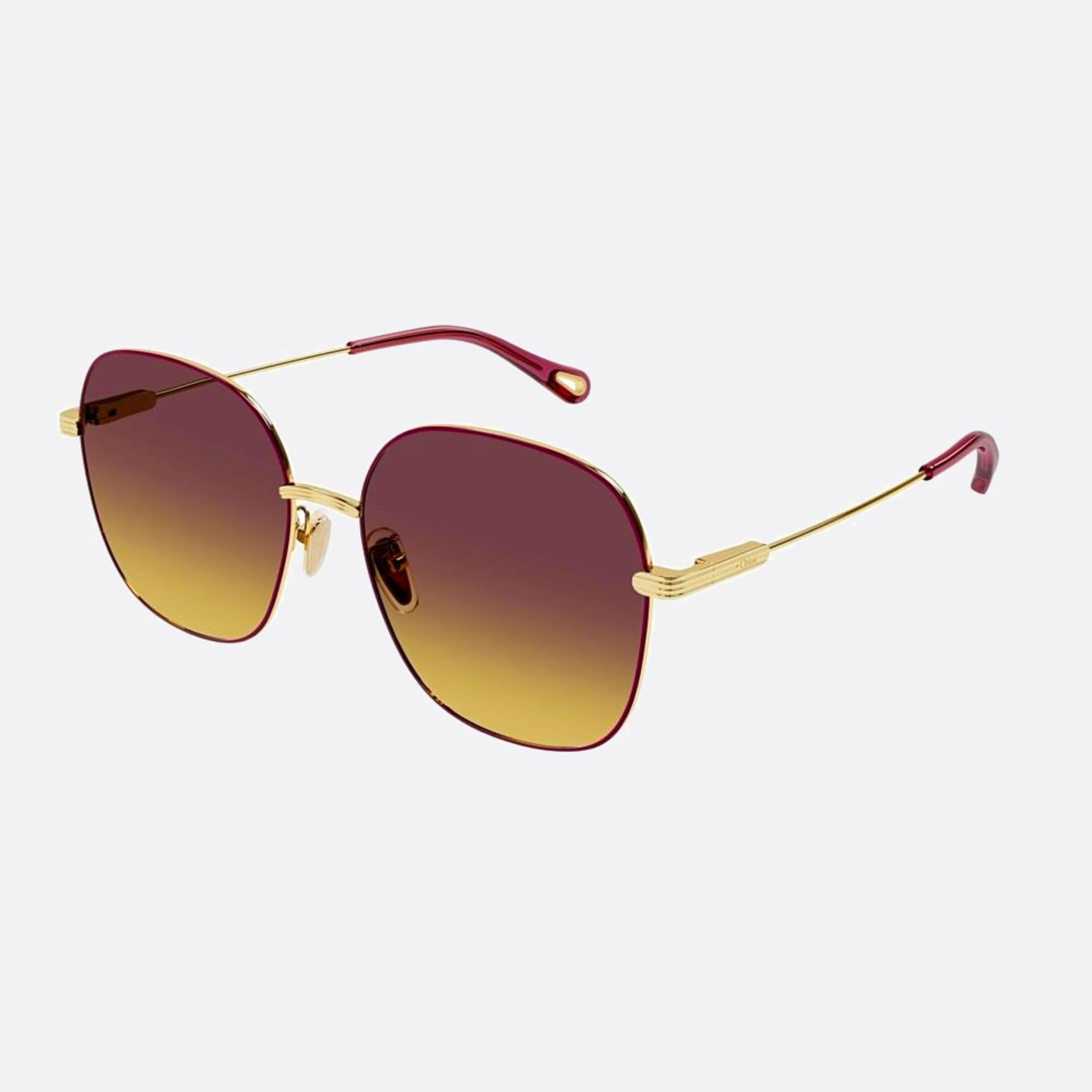 Chloe 59mm Ch0139sa Frt Gold Geometric Women Sunglasses - Side View