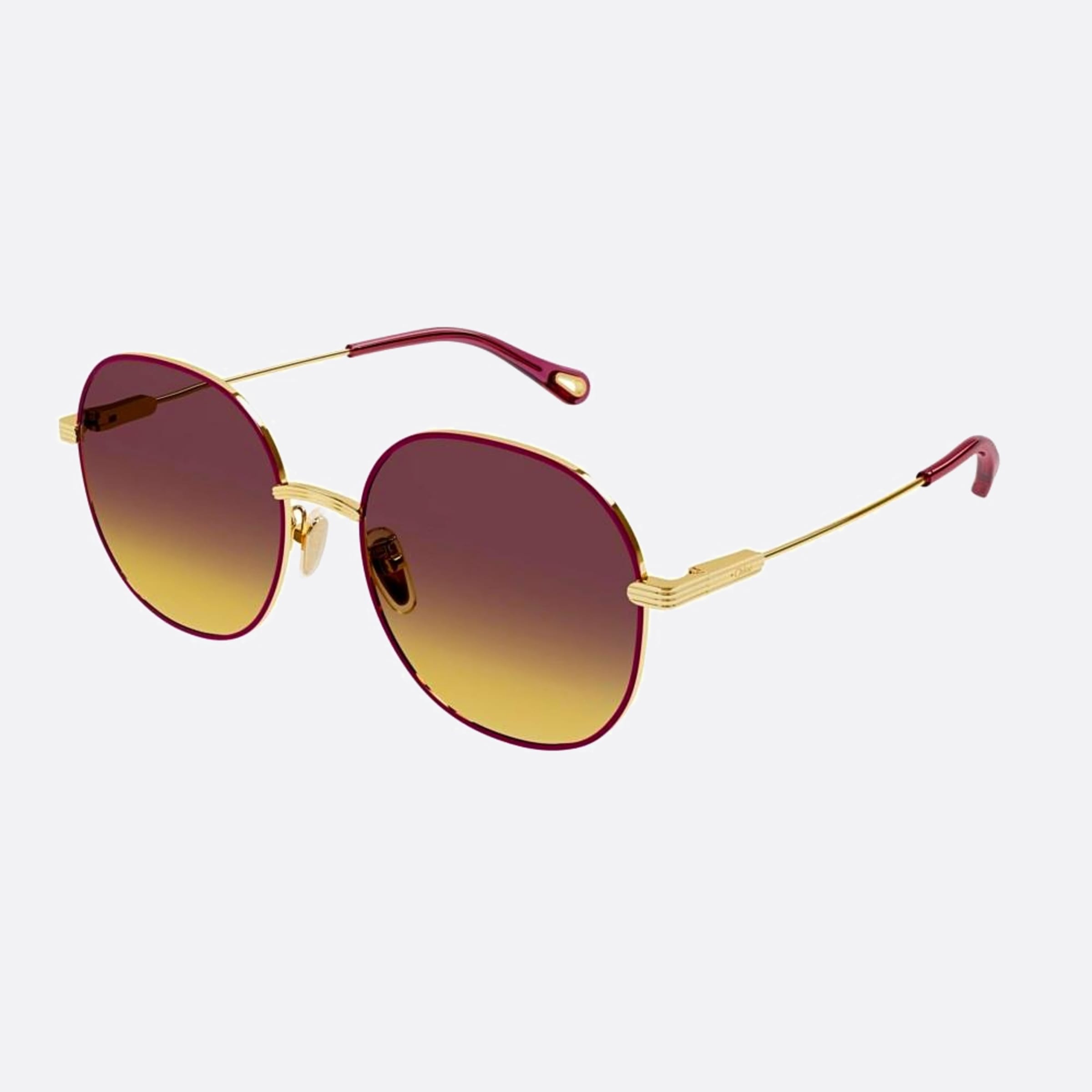 Chloe 57mm Ch0140sa Ser Gold Geometric Women Sunglasses - Side View