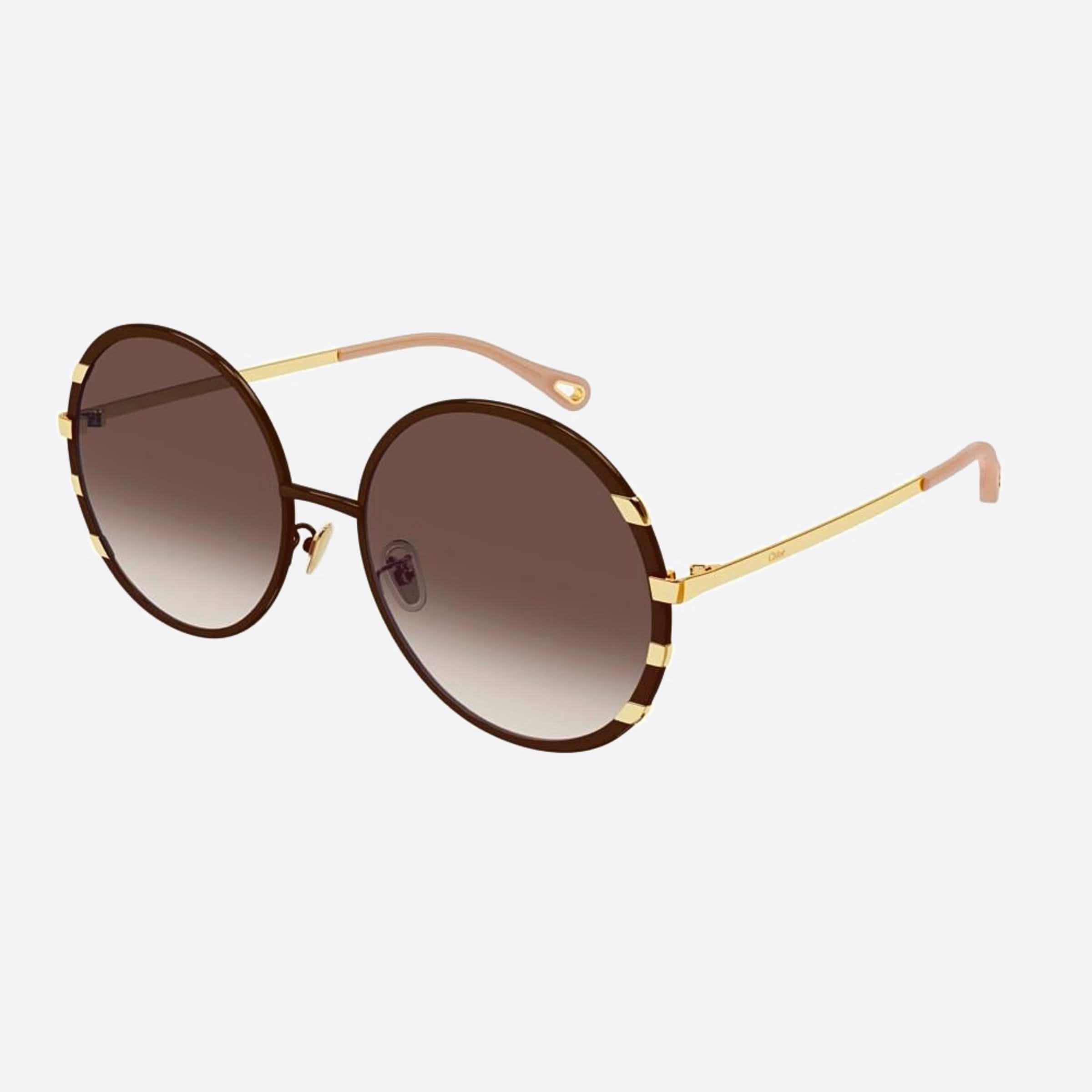 Chloe 58mm Brown Round Women Sunglasses - Side View