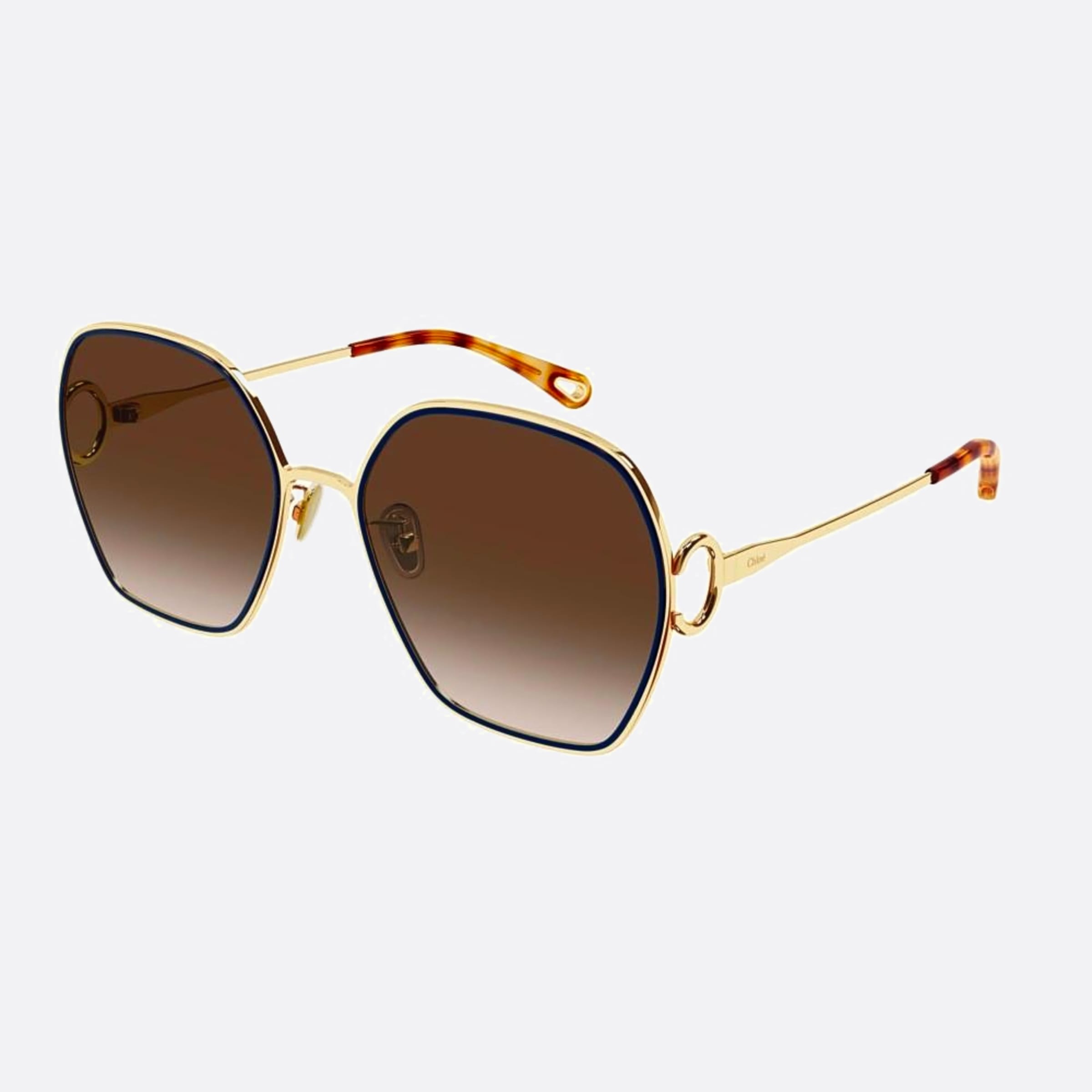 Chloe 61mm Gold Geometric Women Sunglasses - Side View