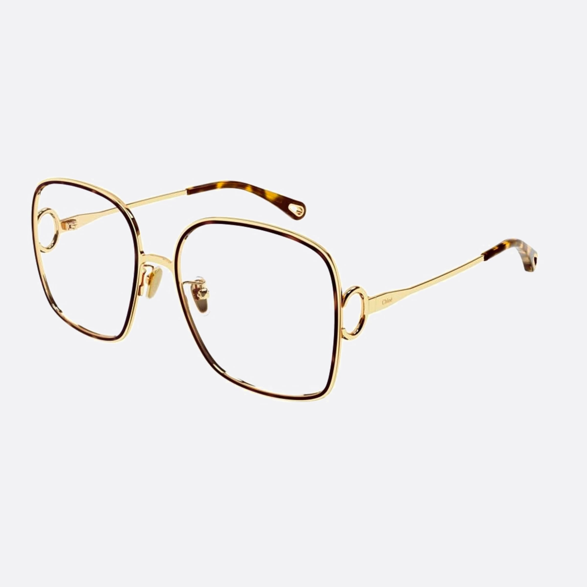 Chloe 56mm Havana Geometric Women Eyeglasses - Side View