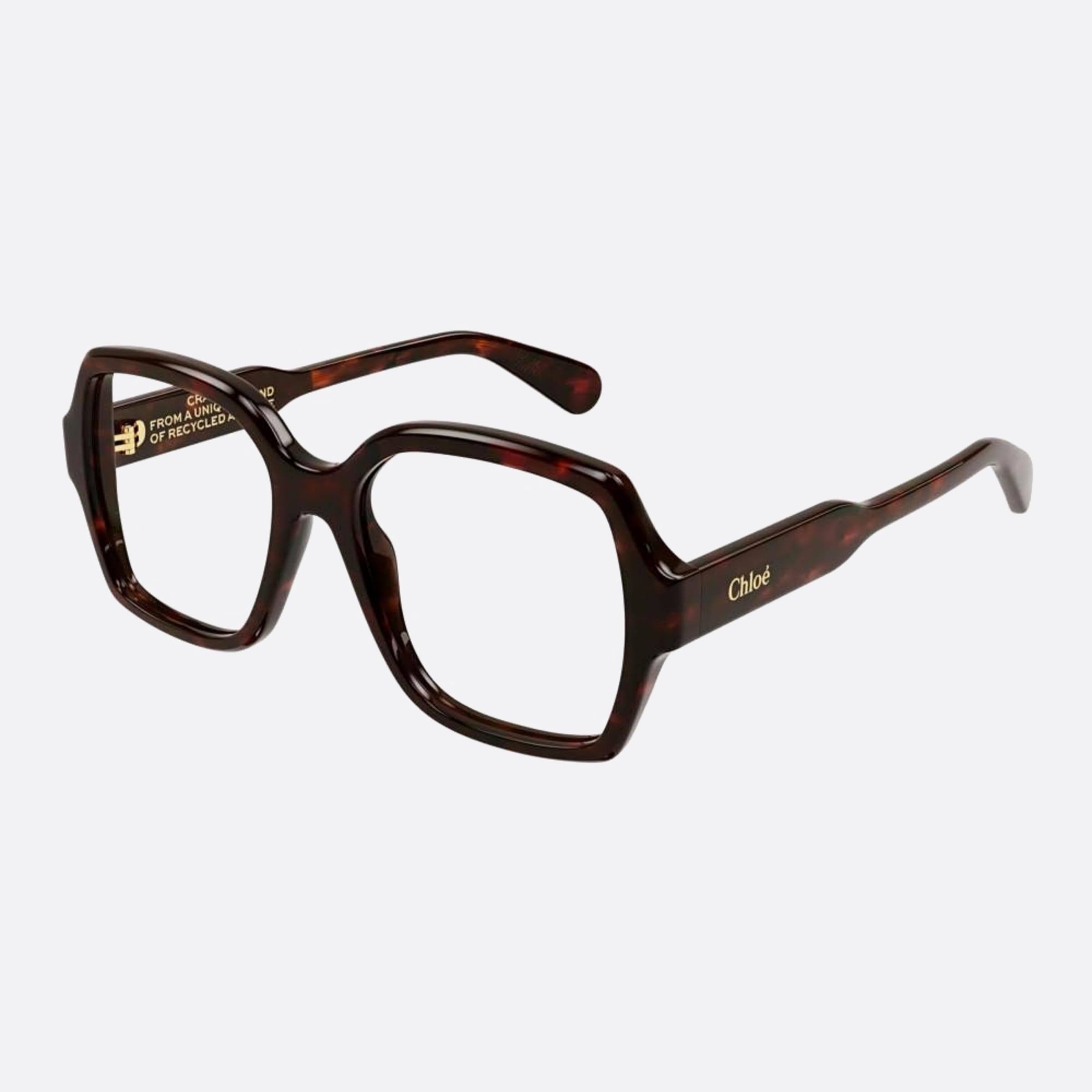 Chloe 53mm Havana Geometric Women Eyeglasses - Side View
