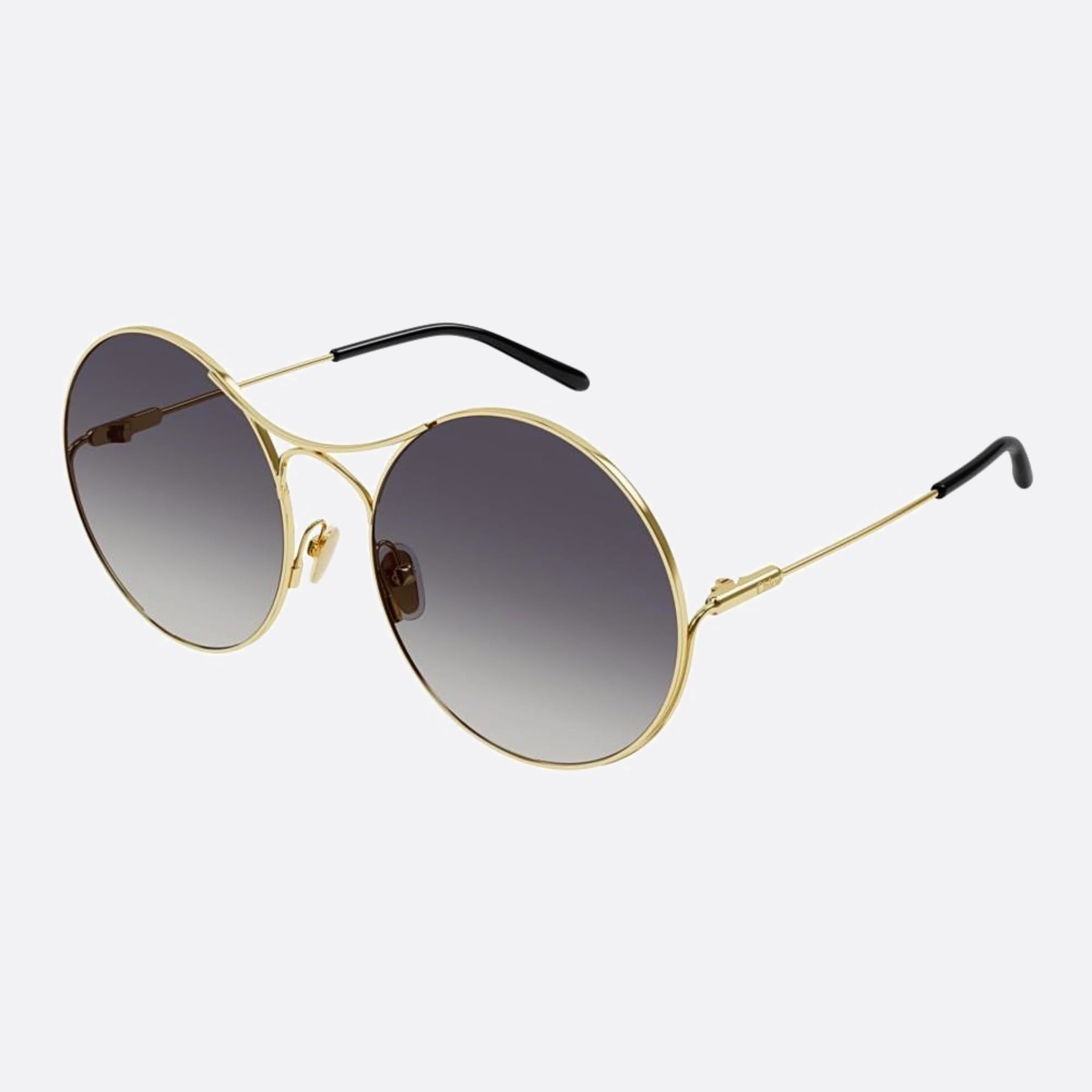 Chloe 58mm Bgt Gold Round Women Sunglasses - Side View