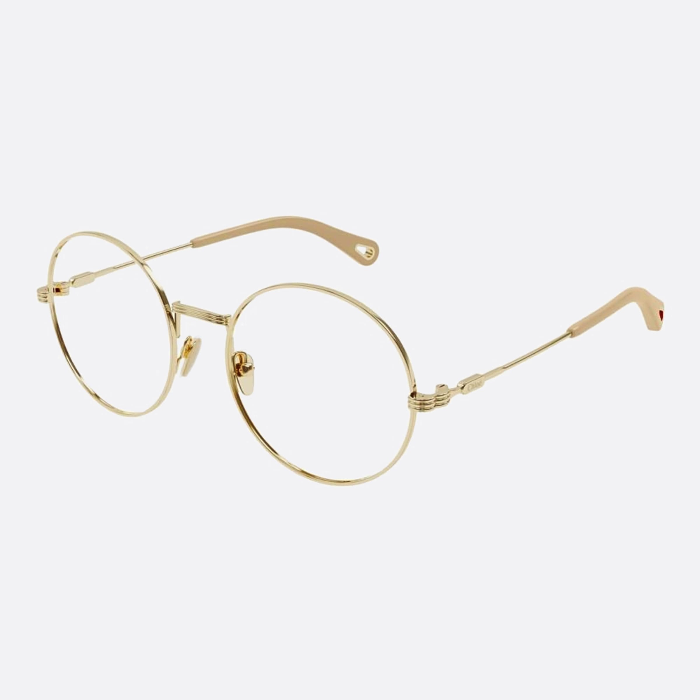 Chloe 53mm Gold Round Women Eyeglasses - Side View