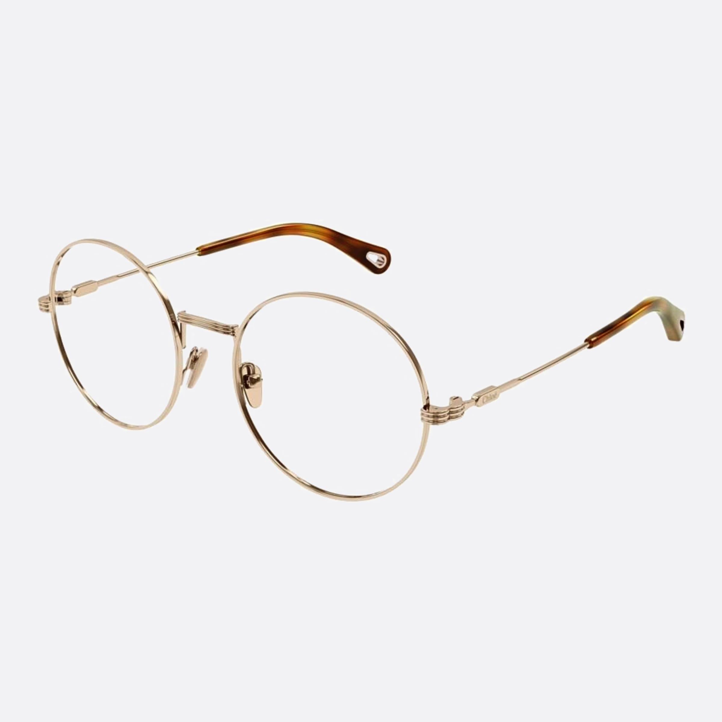 Chloe 53mm Gold Round Women Eyeglasses - Side View