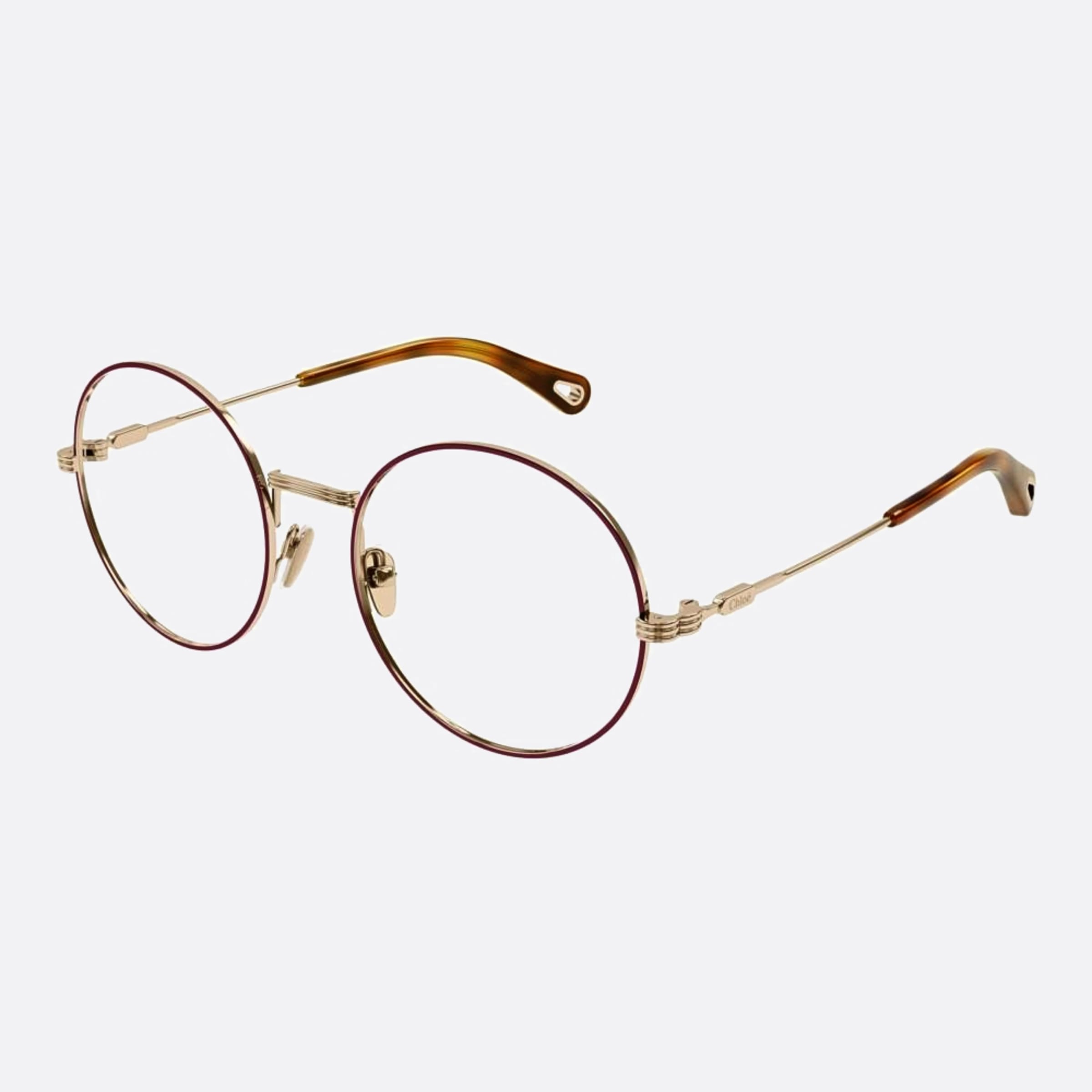 Chloe 53mm Gold Round Women Eyeglasses - Side View