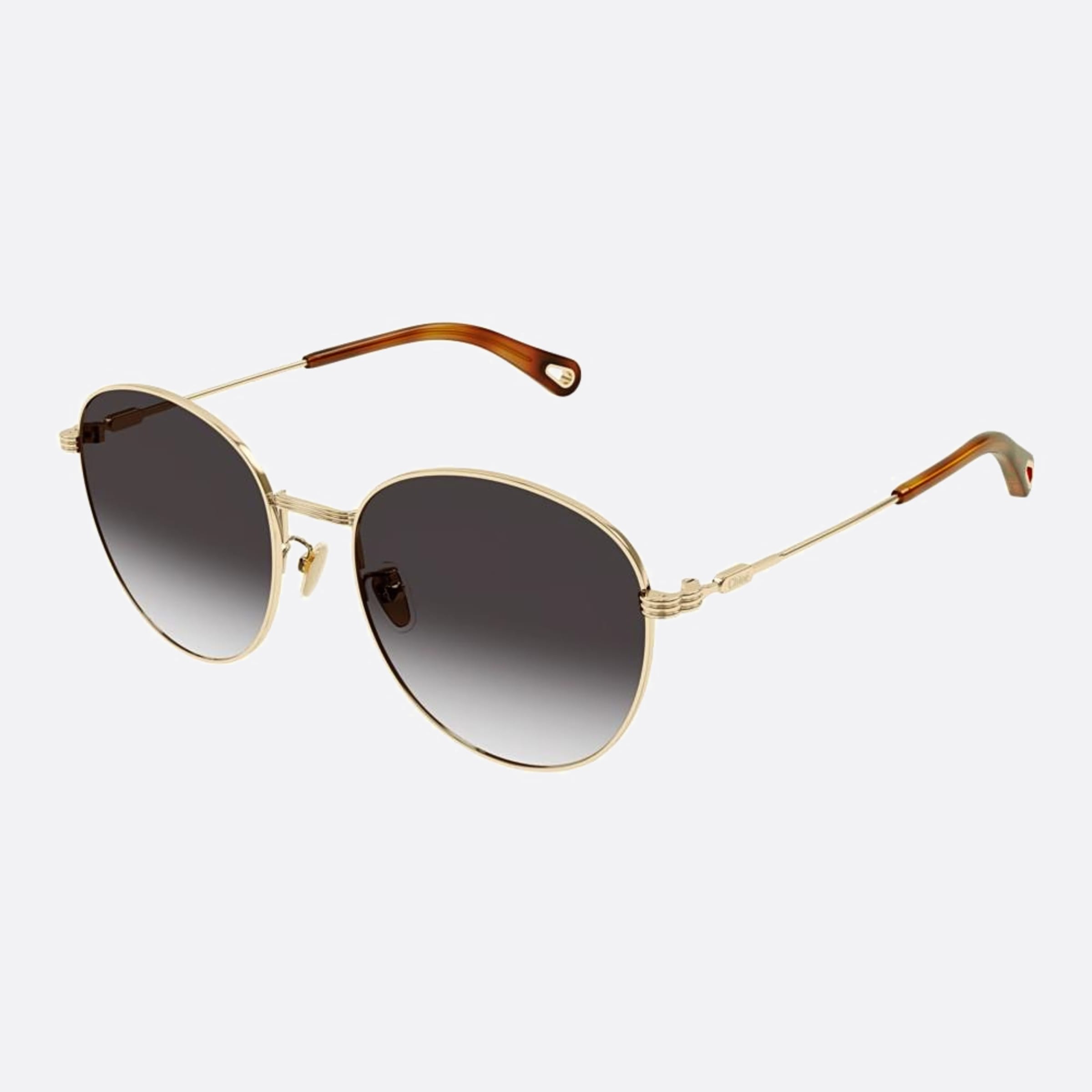 Chloe 57mm Ch0181sk Bgt Gold Round Women Sunglasses - Side View