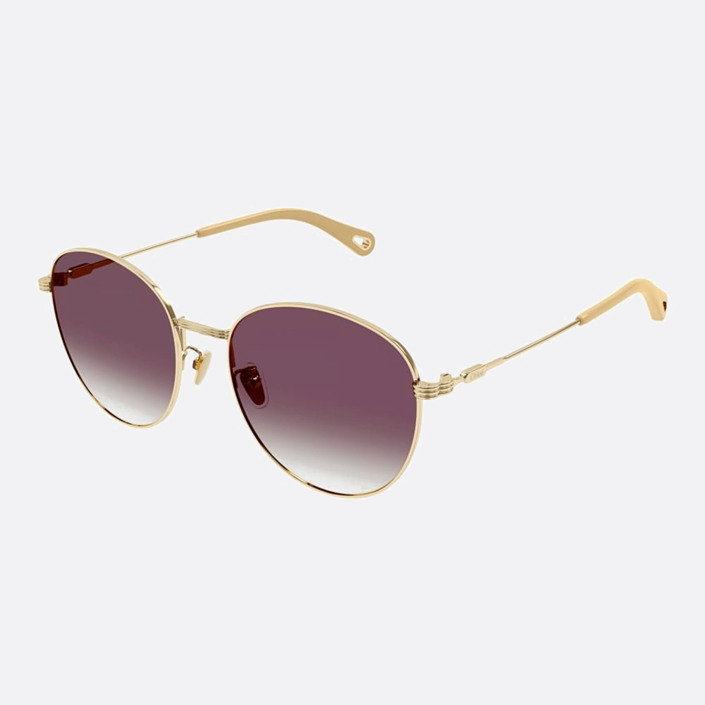 Chloe 57mm Ch0181sk Gold Round Women Sunglasses - Side View