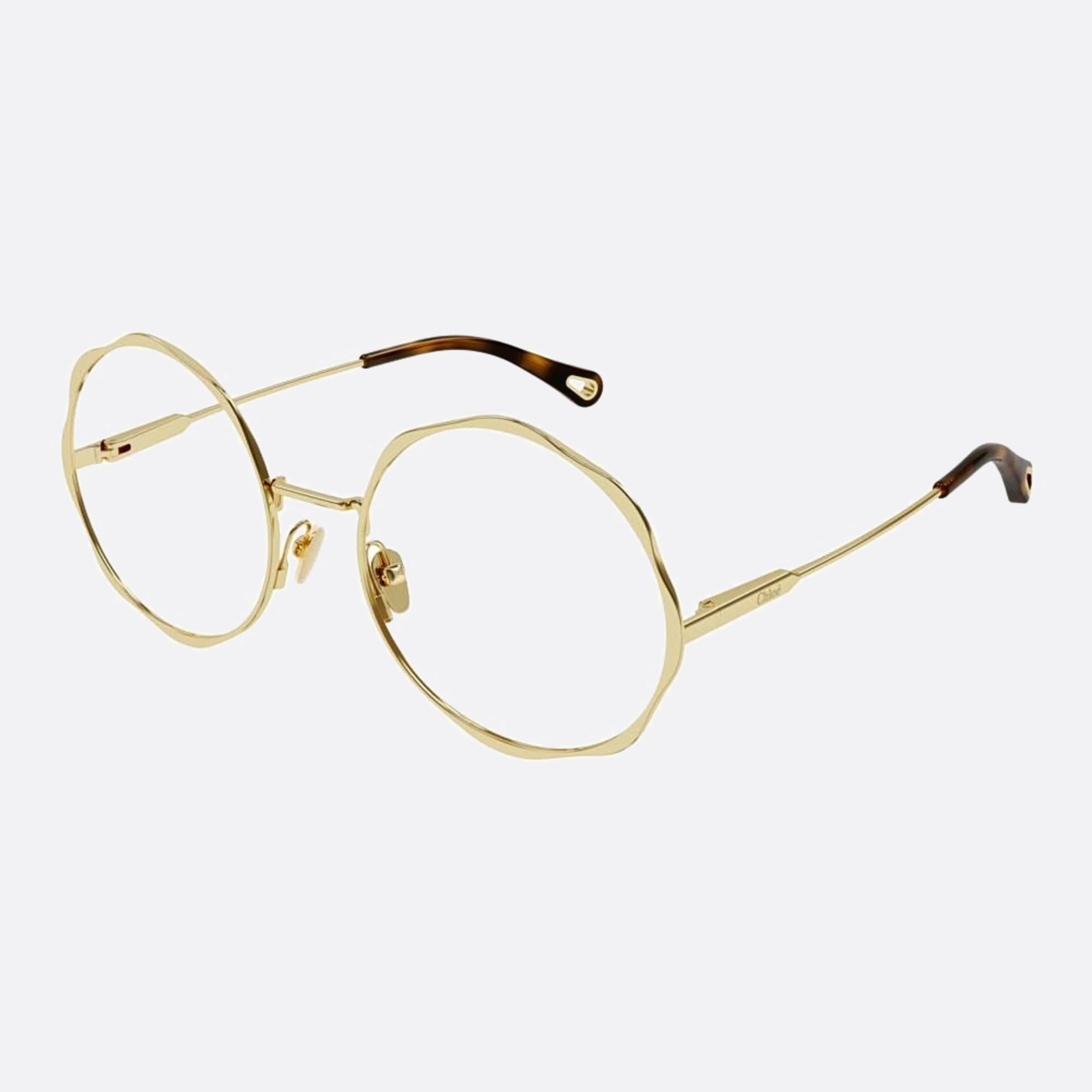 Chloe 51mm Gold Round Women Eyeglasses - Side View