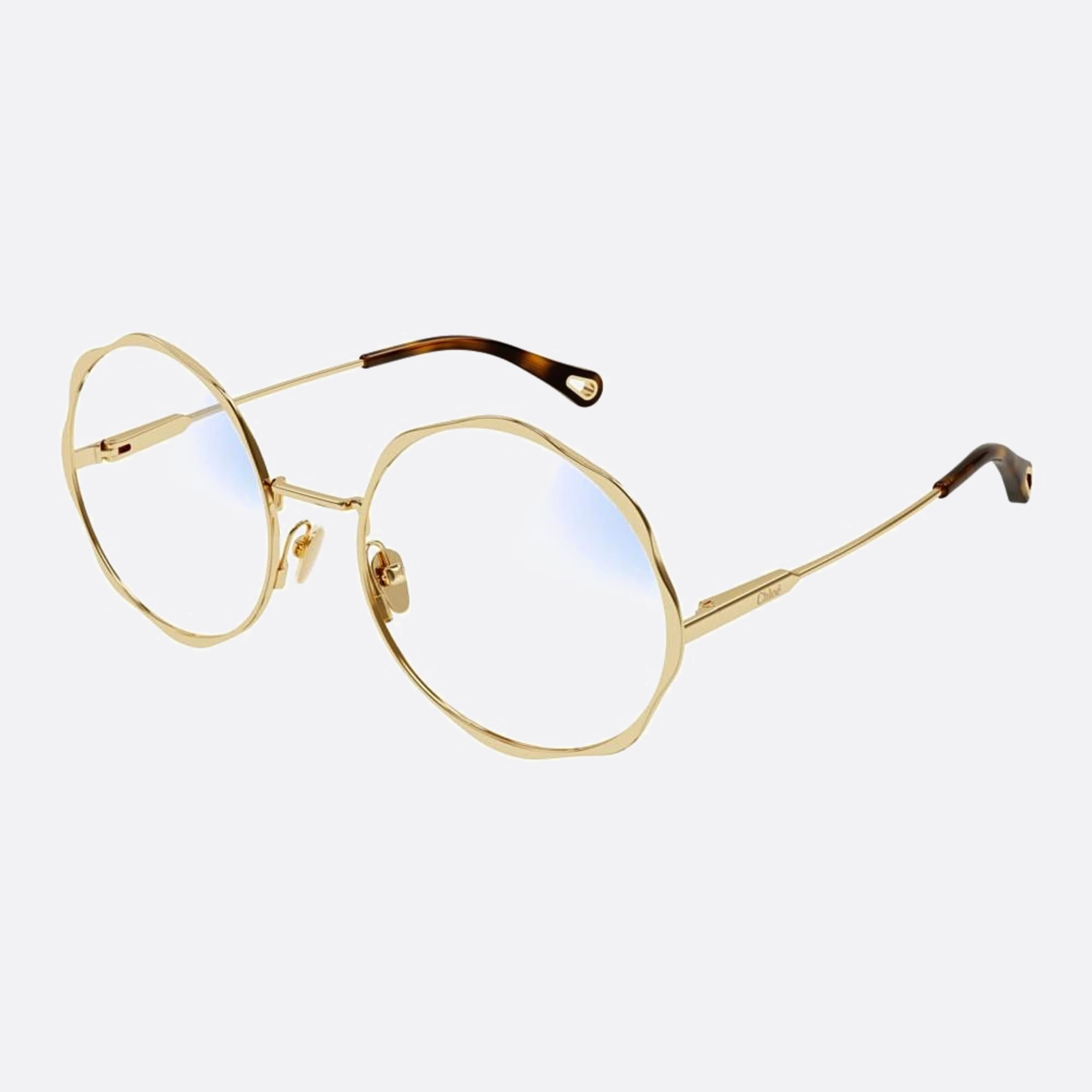 Chloe 56mm Gold Round Photochromic Women Sunglasses - Side View