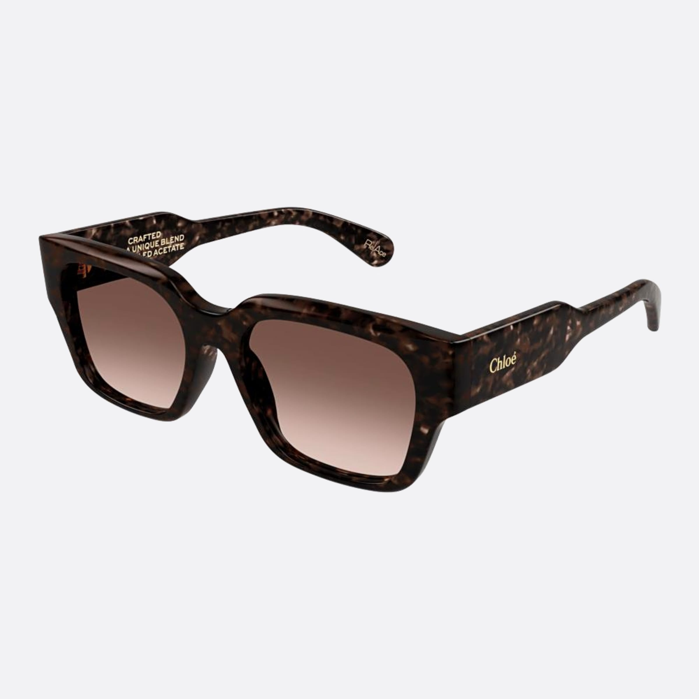 Chloe 54mm Hvbr Havana Squared Women Sunglasses - Side View