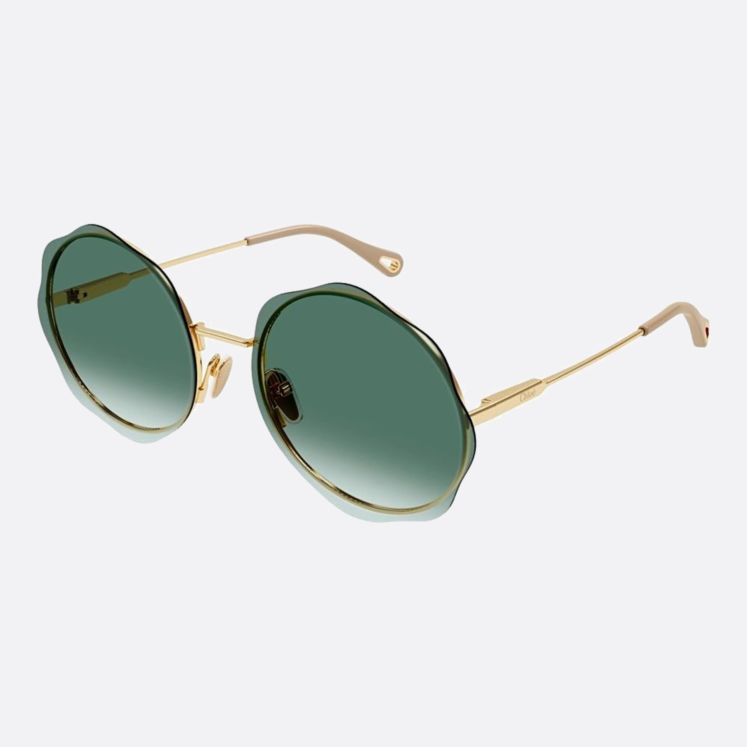 Chloe 61mm Gold Round Women Sunglasses - Side View