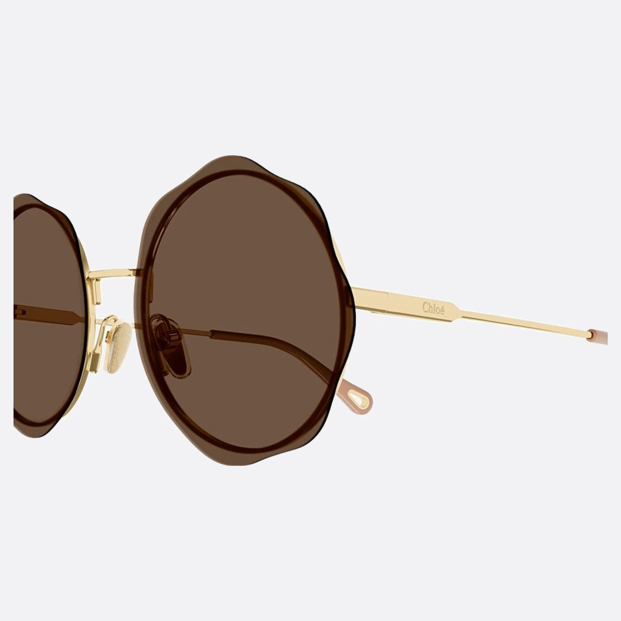 Chloe 61mm Gold Round Women Sunglasses - Detail View