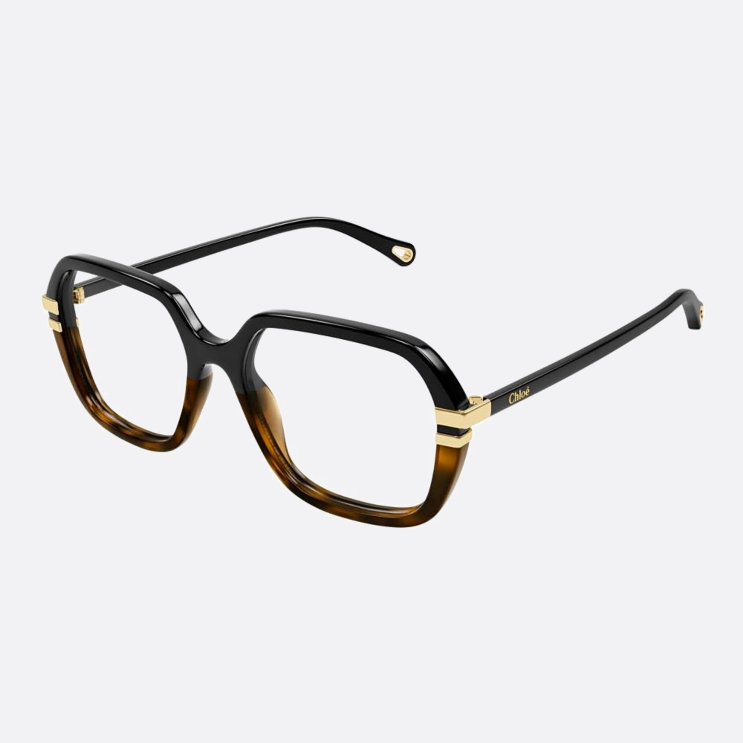 Chloe 55mm Havana Squared Women Eyeglasses - Side View