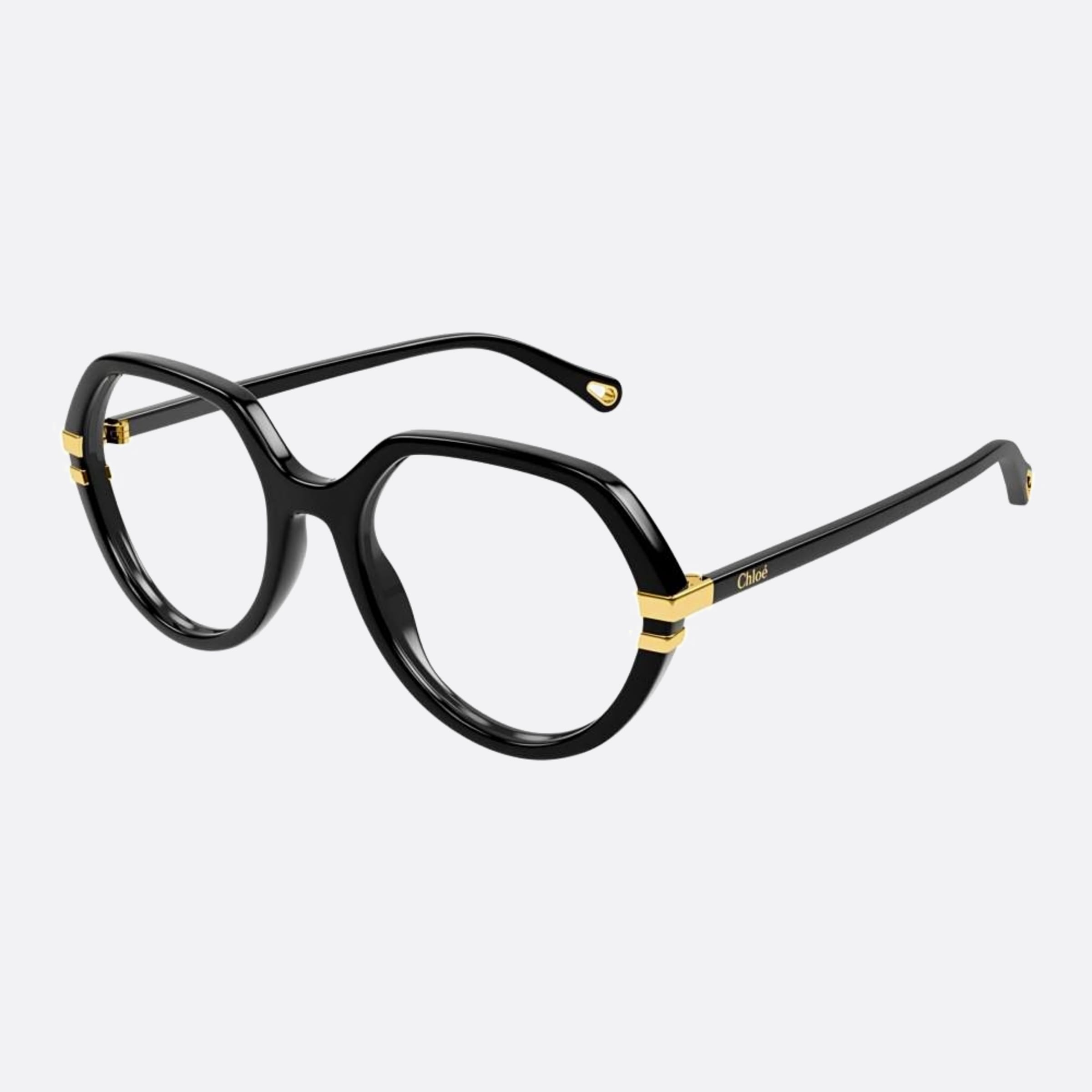 Chloe 54mm Black Round Women Eyeglasses - Side View