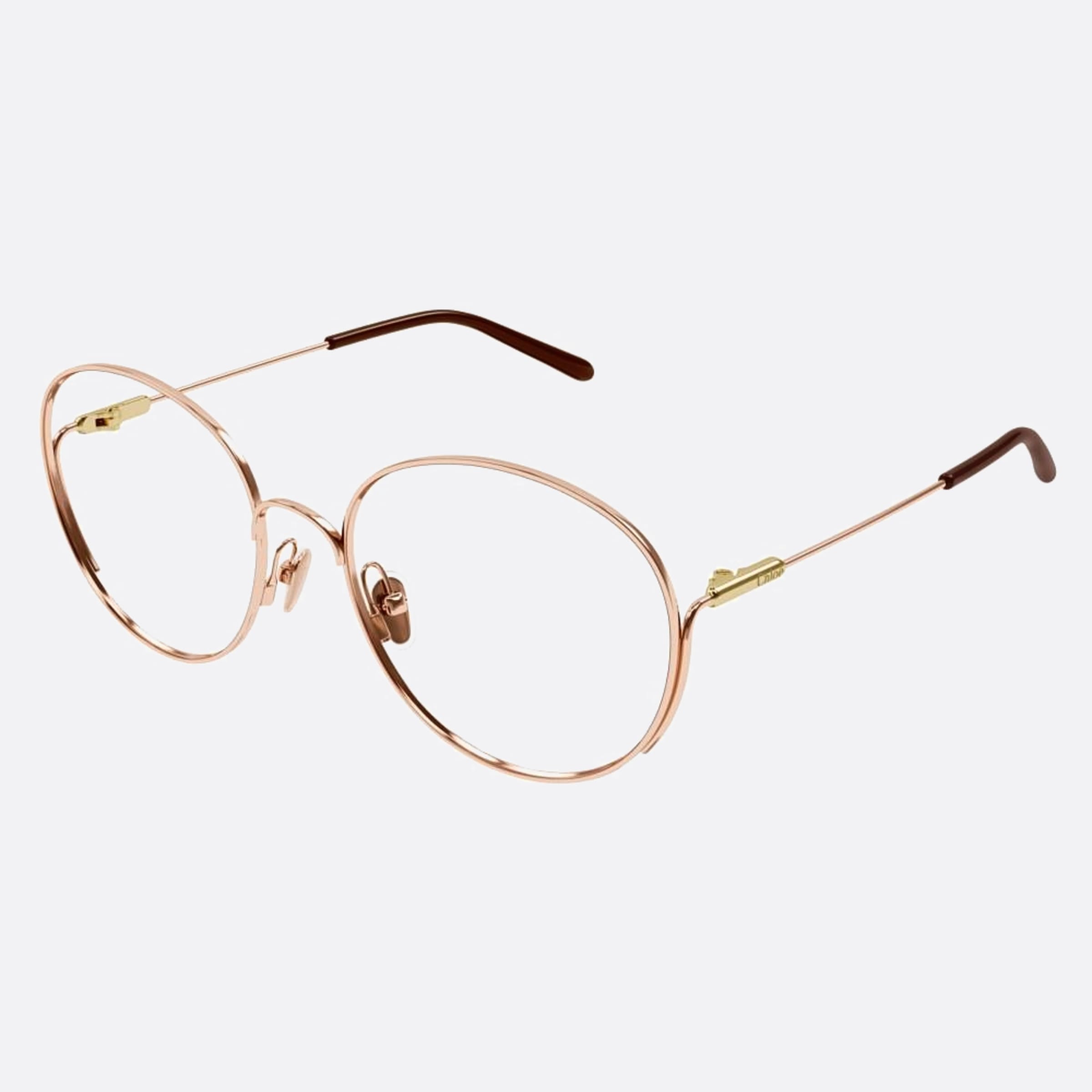 Chloe 57mm Gold Round Women Eyeglasses - Side View