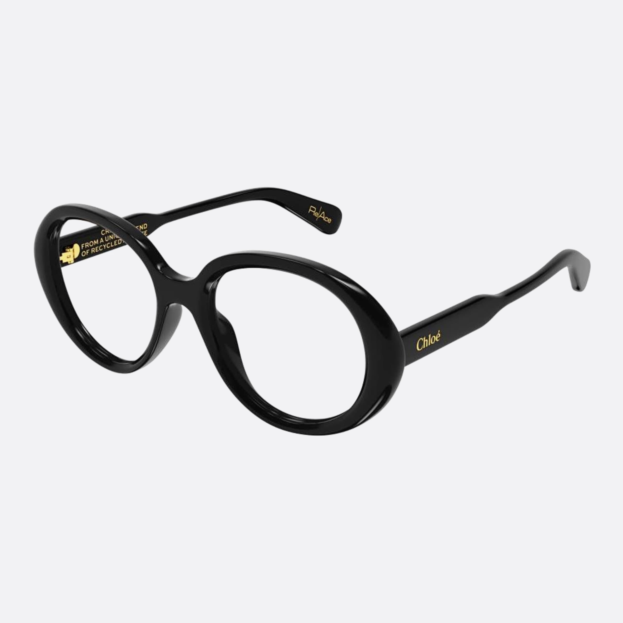 Chloe 53mm Black Round Women Eyeglasses - Side View
