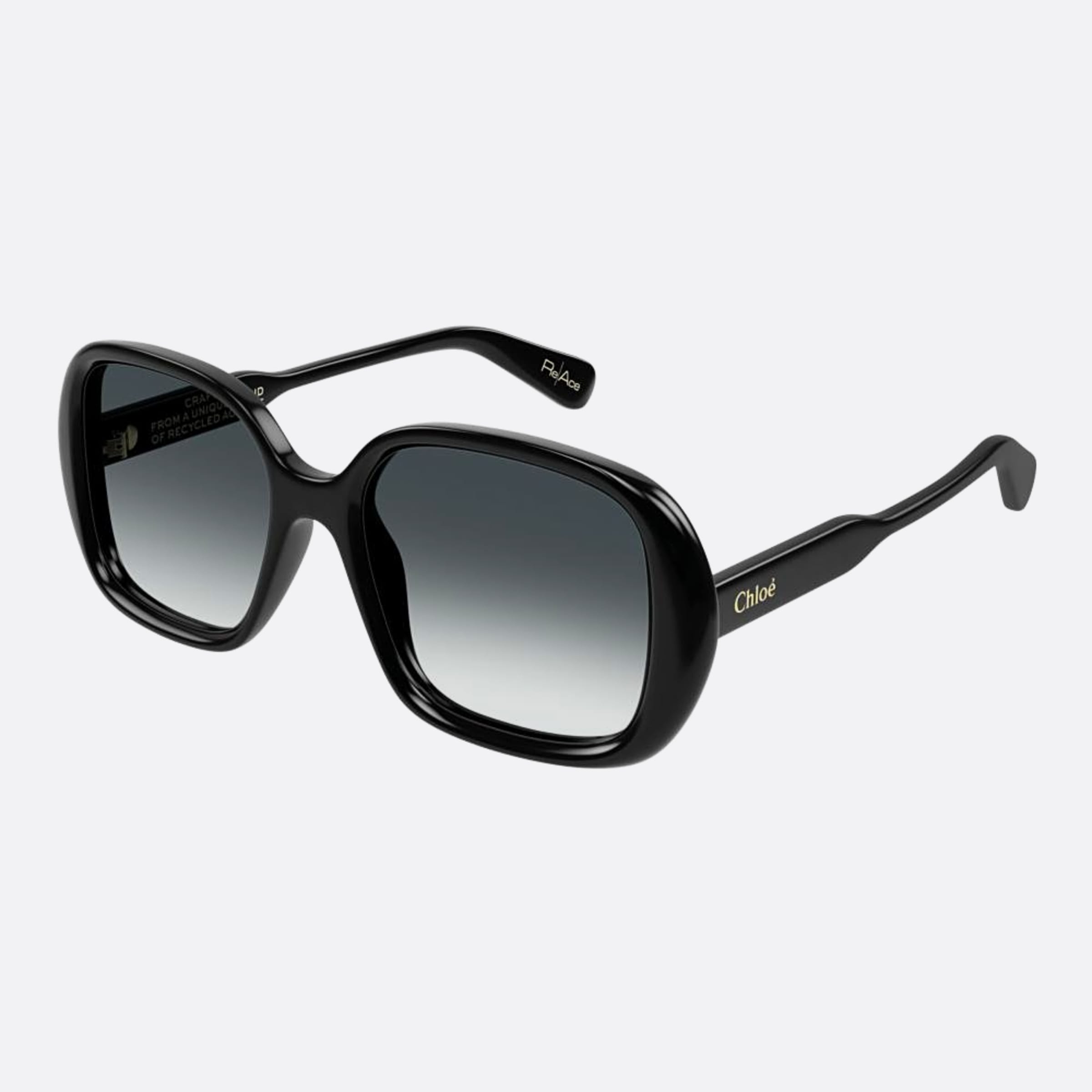 Chloe 55mm Black Oversize Women Sunglasses - Side View