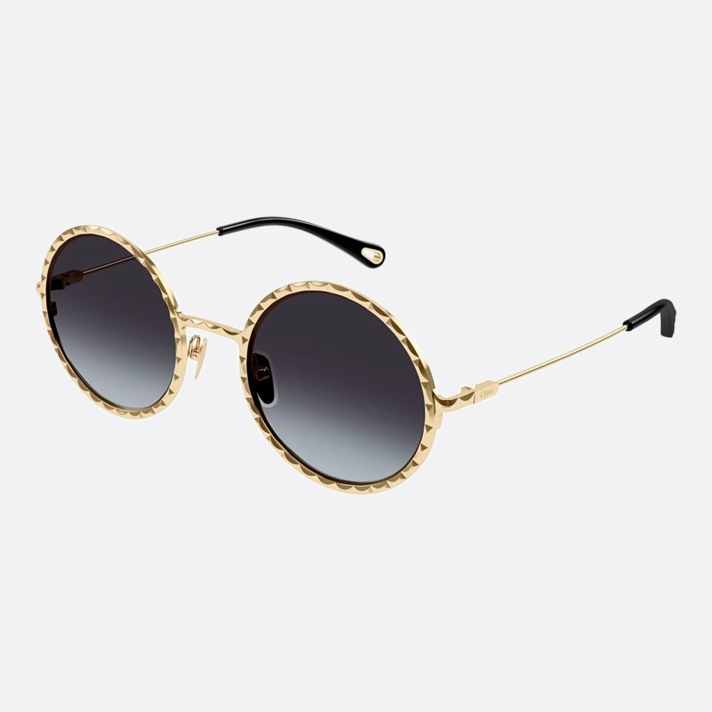 Chloe 53mm Gold Round Women Sunglasses - Side View