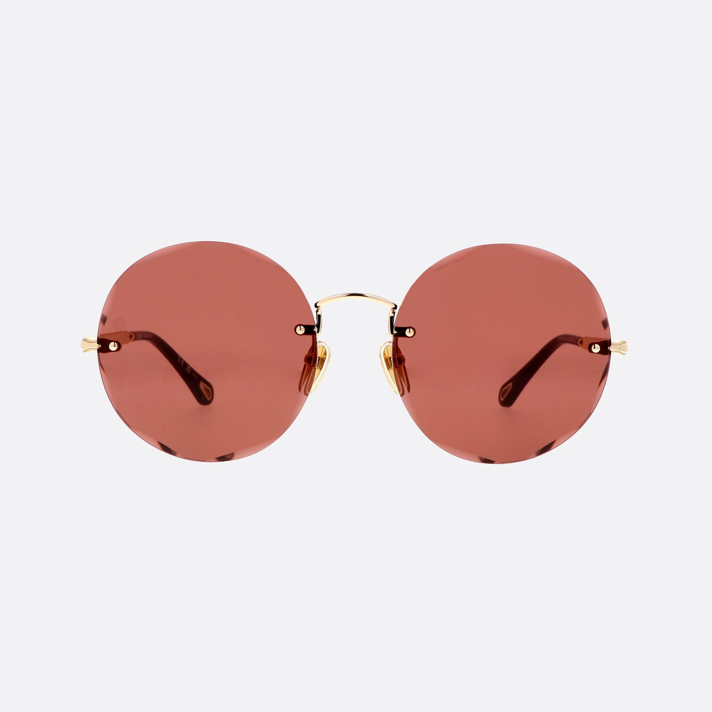 Chloe 57mm Gdrd Gold Round Women Sunglasses - Side View