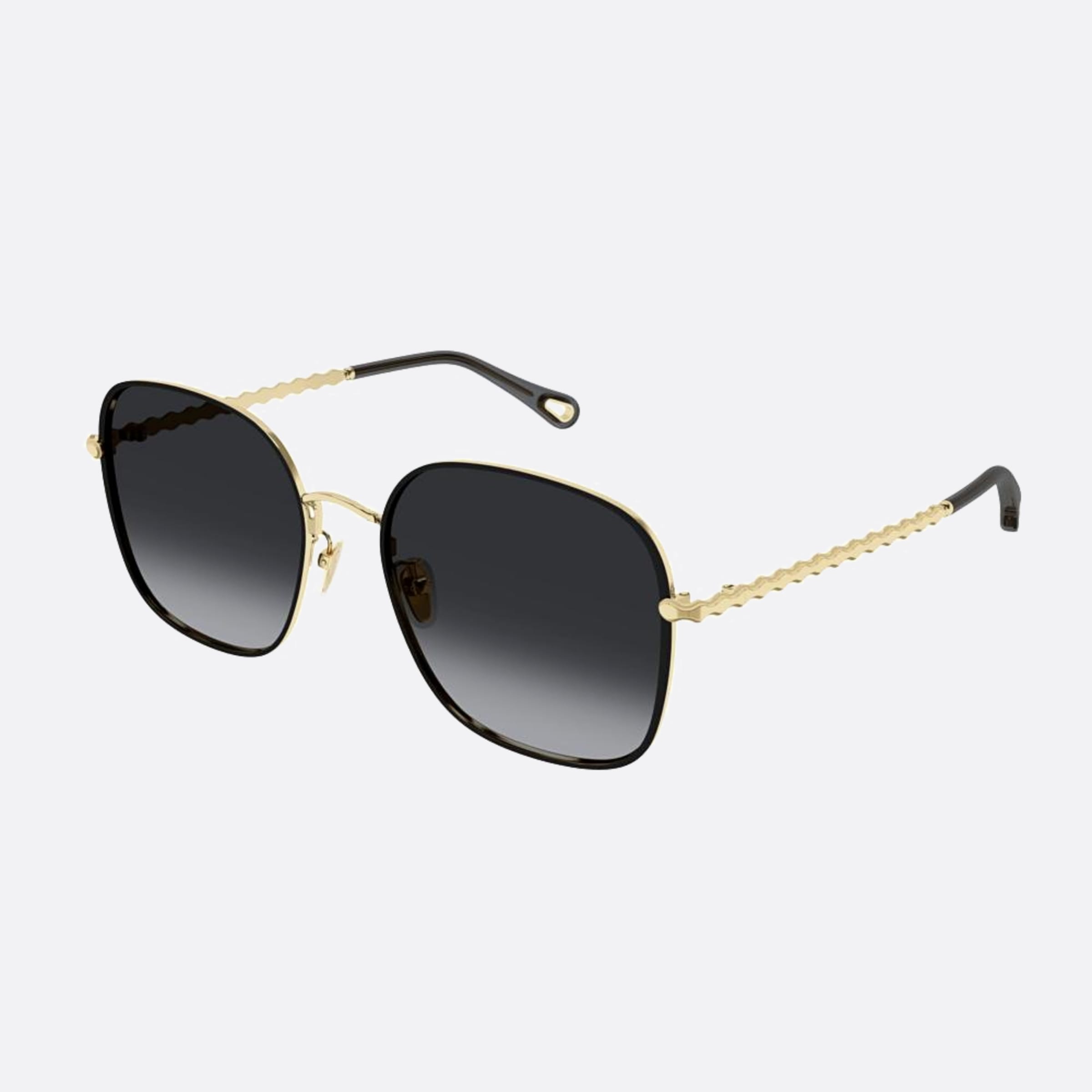 Chloe 57mm Gold Geometric Women Sunglasses - Side View