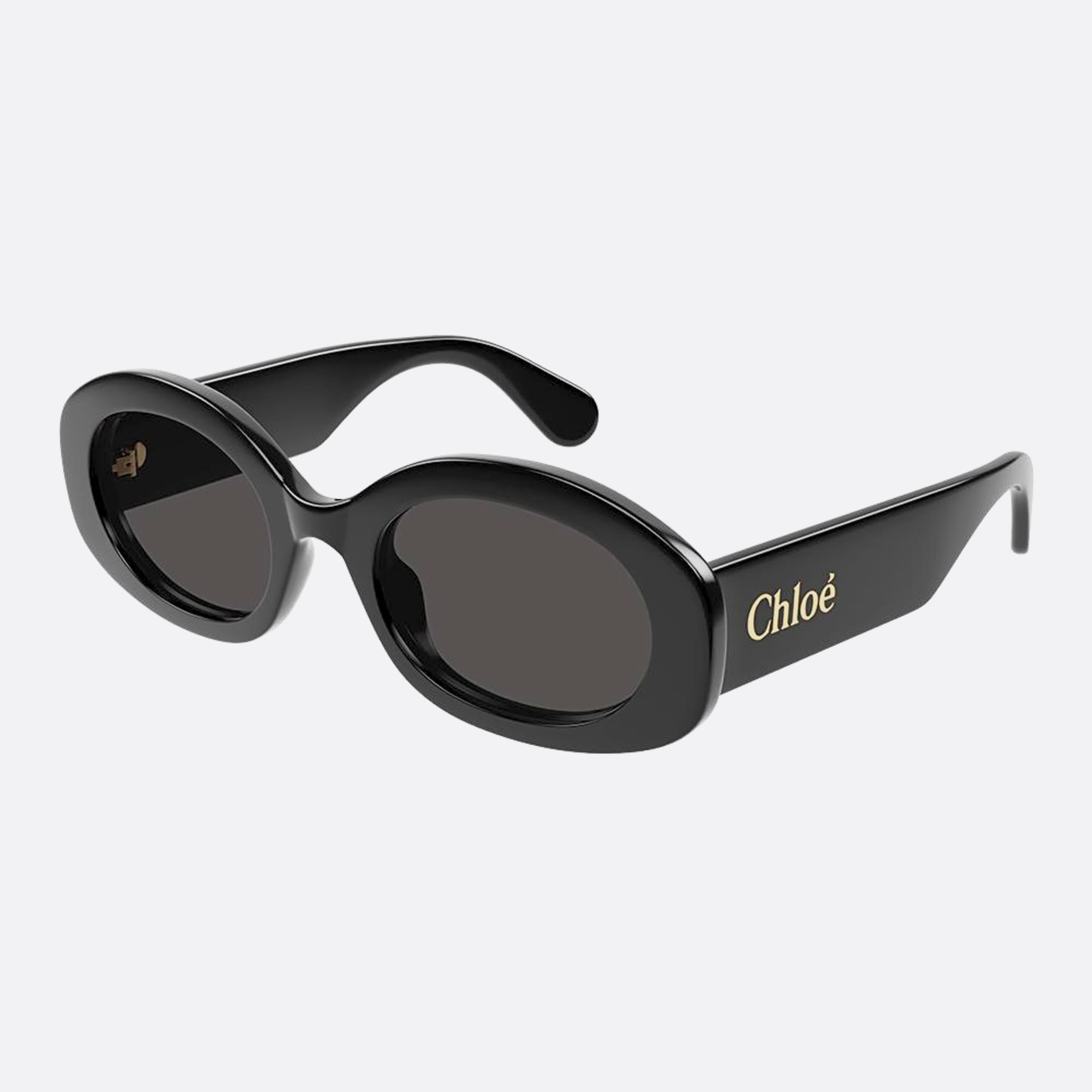 Chloe 53mm Bkgy Black Oval Women Sunglasses - Side View