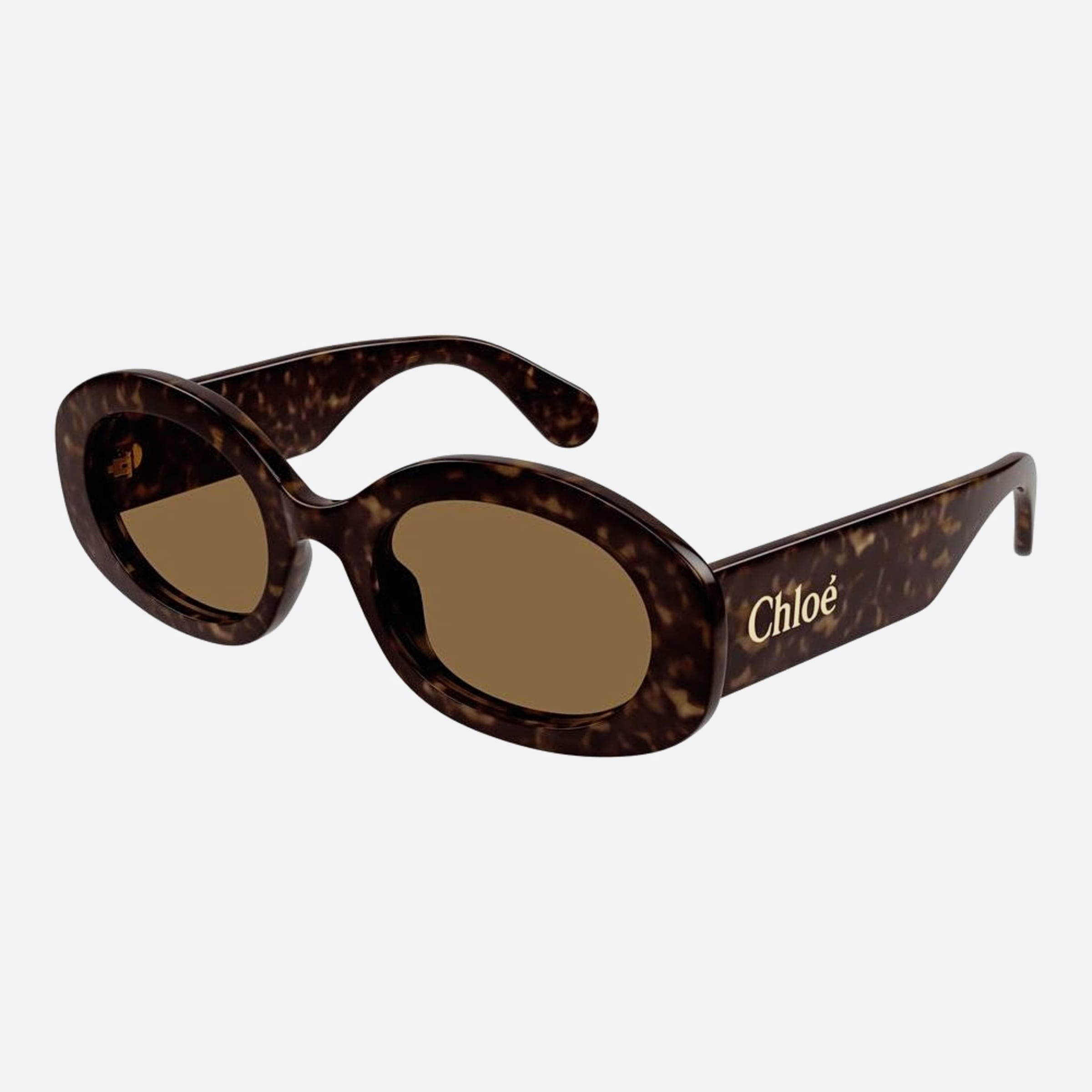 Chloe 53mm Hvbr Brown Oval Women Sunglasses - Side View