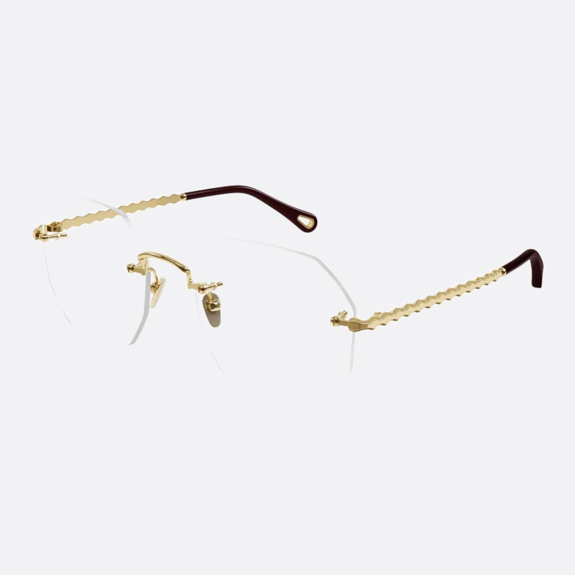 Chloe 54mm Gold Geometric Women Eyeglasses - Side View