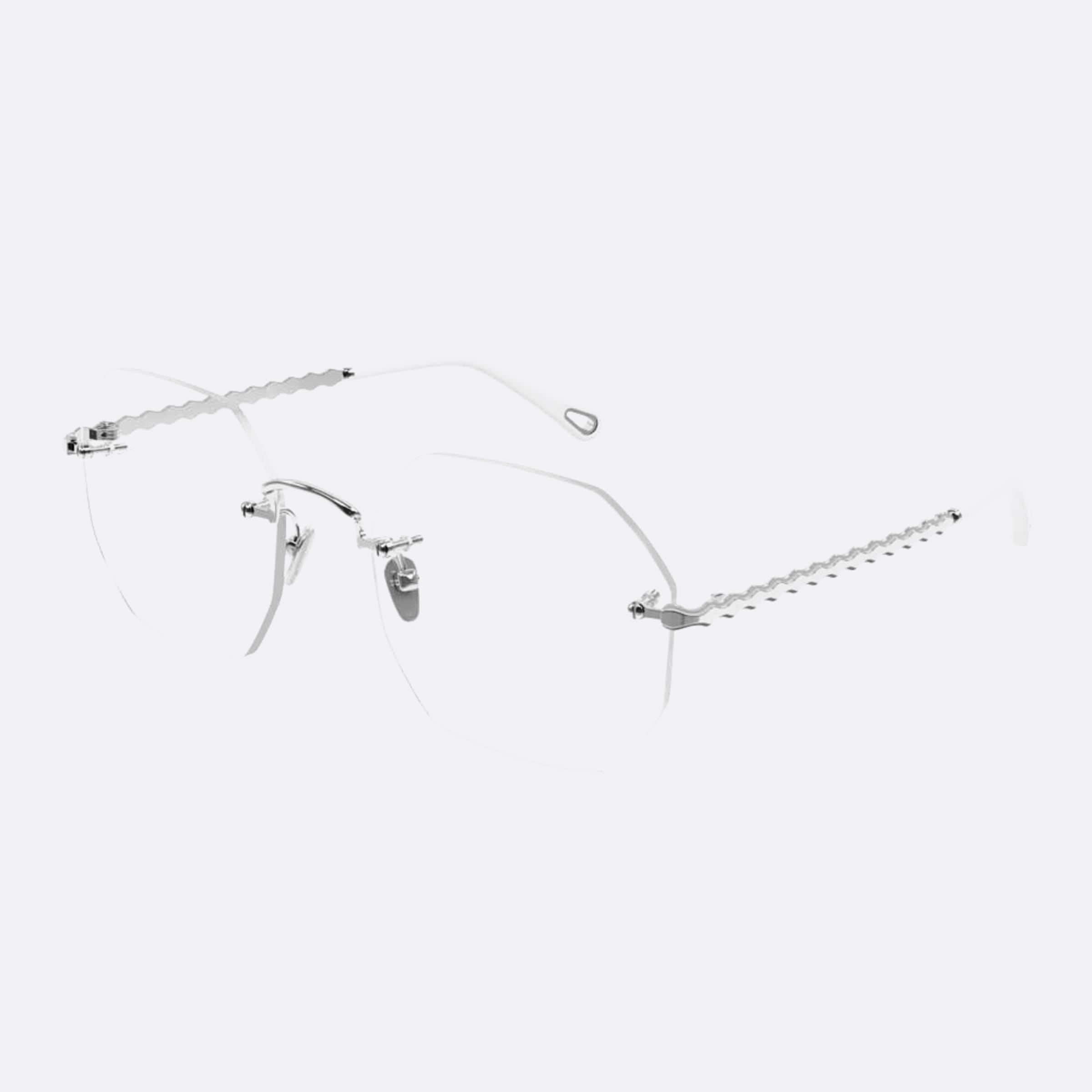 Chloe 54mm Silver Geometric Women Eyeglasses - Side View