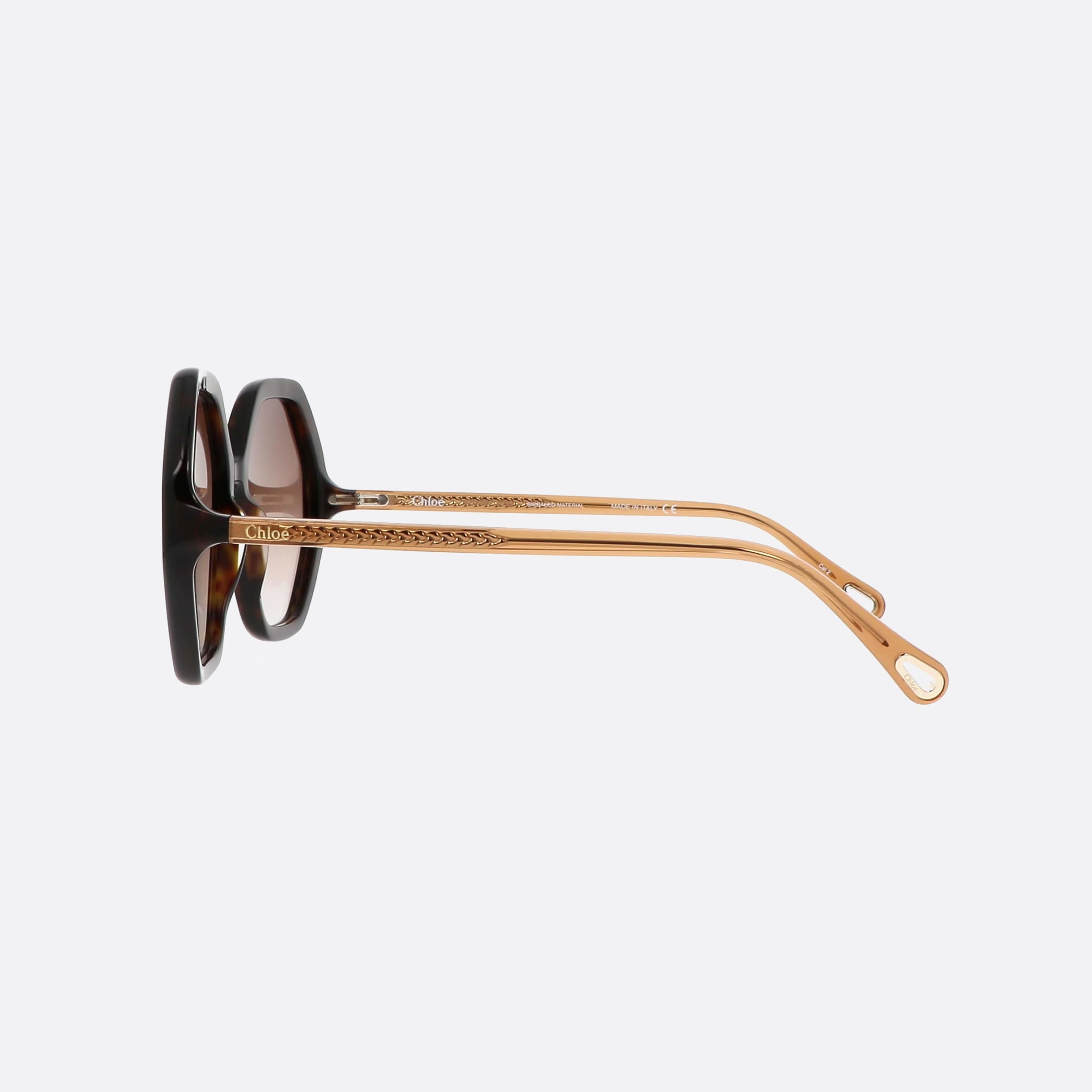 Chloe 58mm Esther Havana Oversize Women Sunglasses - Detail View
