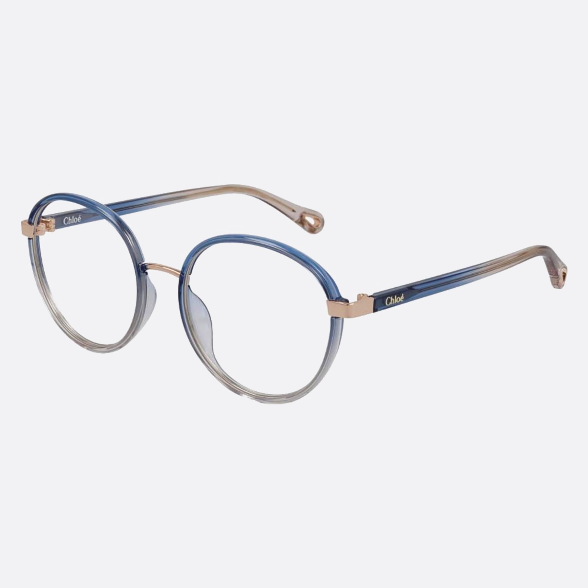 Chloe 51mm Franky Blue Round Women Eyeglasses - Side View