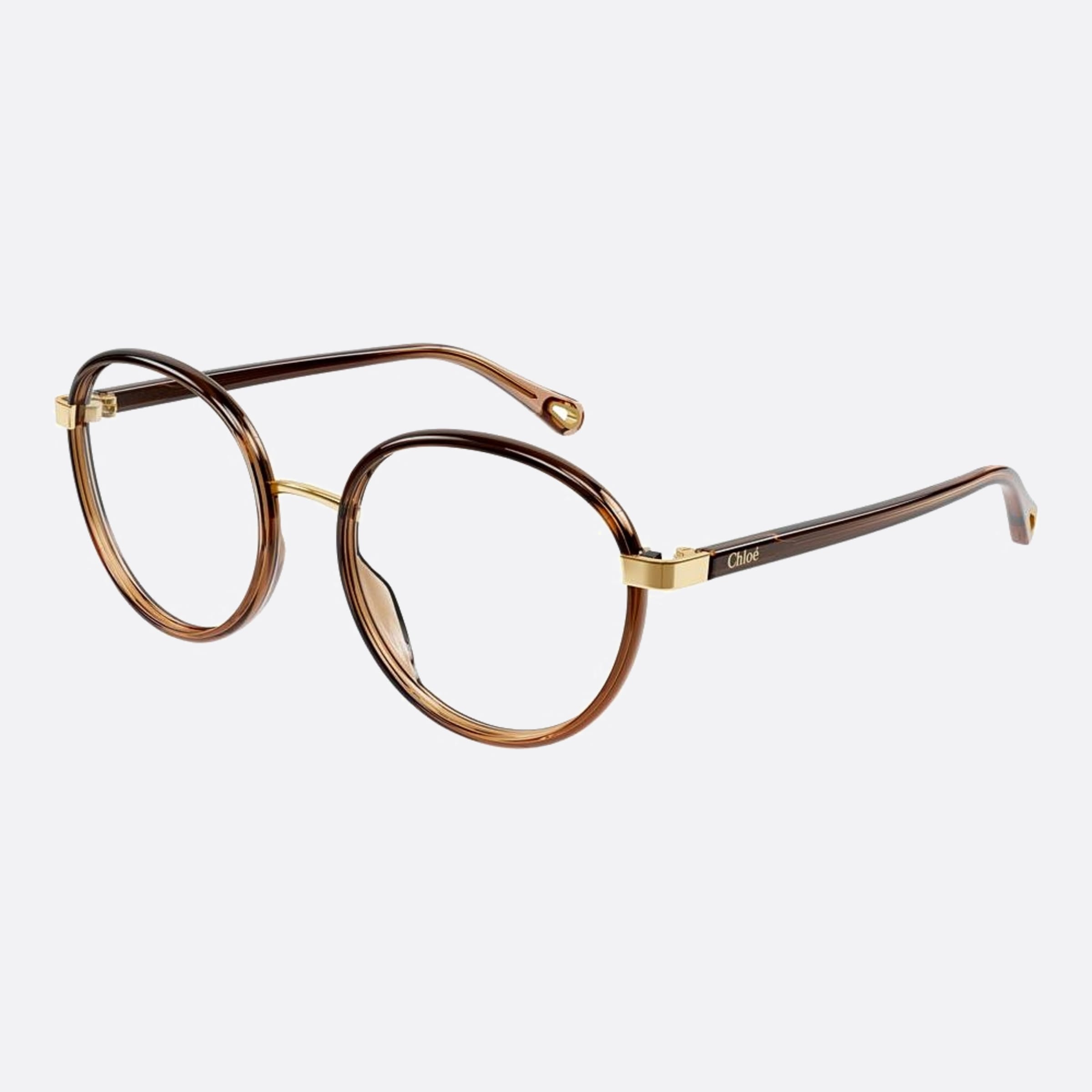 Chloe 51mm Franky Brown Round Women Eyeglasses - Side View