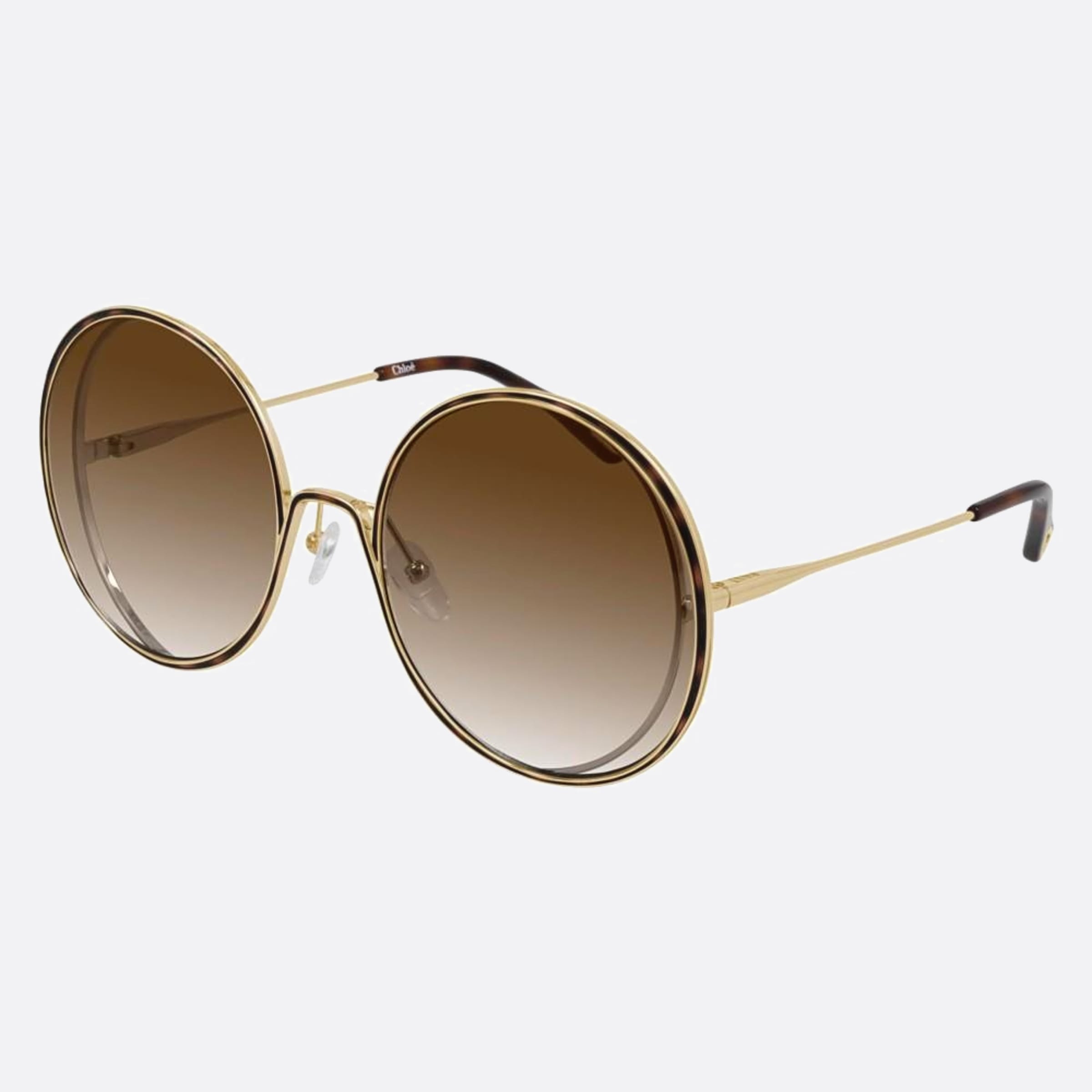 Chloe 61mm Hanah Havana Round Women Sunglasses - Side View