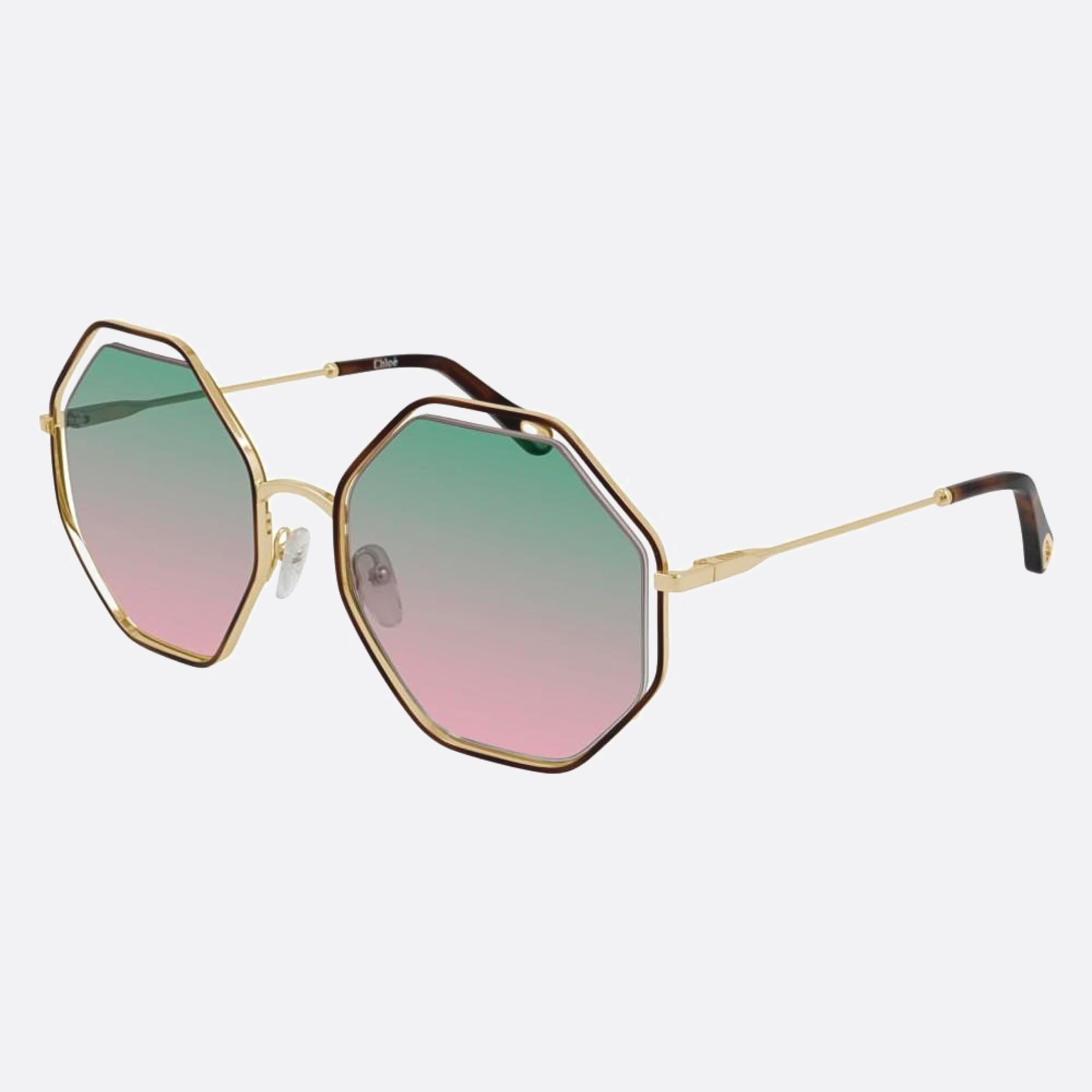 Chloe 58mm Poppy Havana Geometric Women Sunglasses - Side View