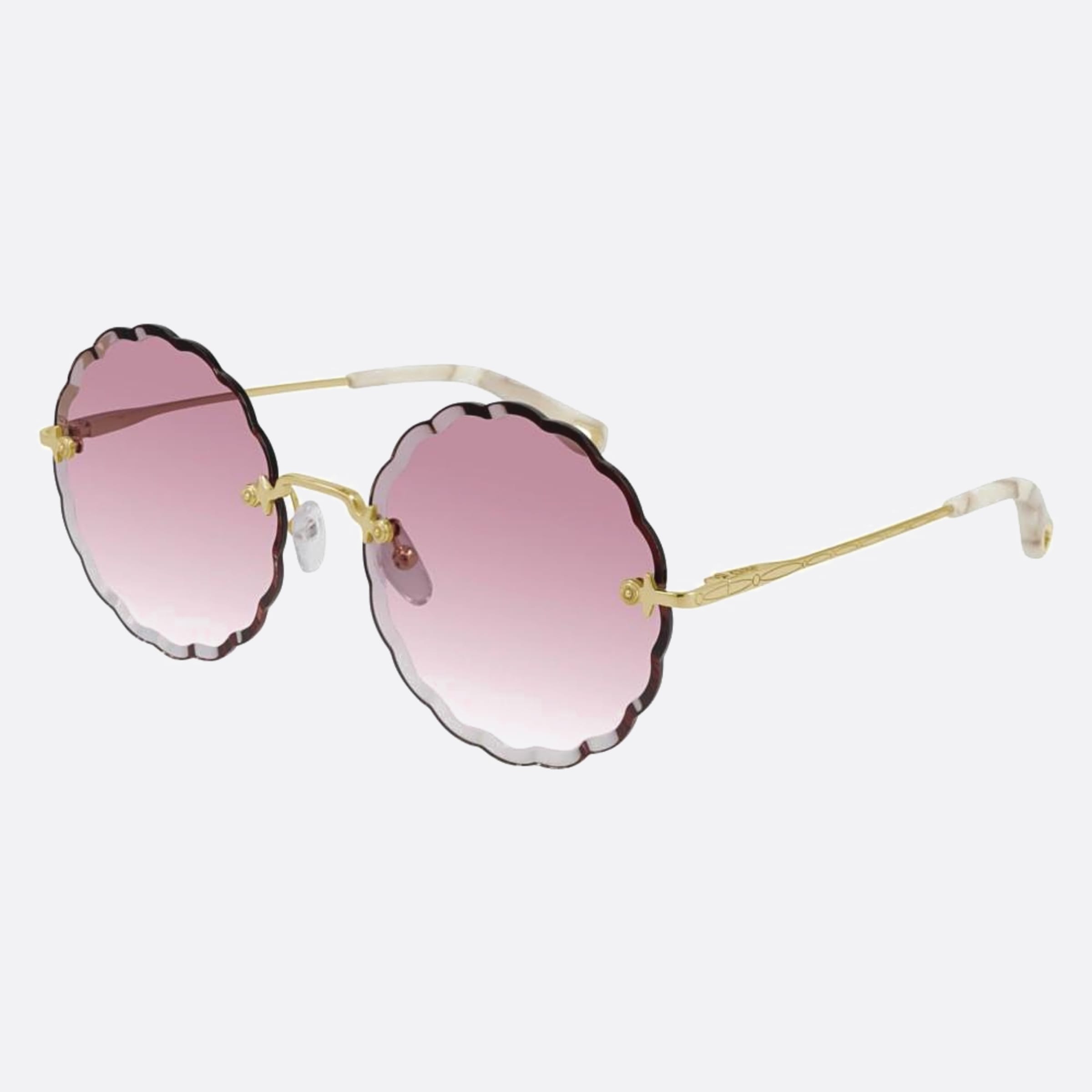 Chloe 60mm Rosie Gold Round Women Sunglasses - Side View