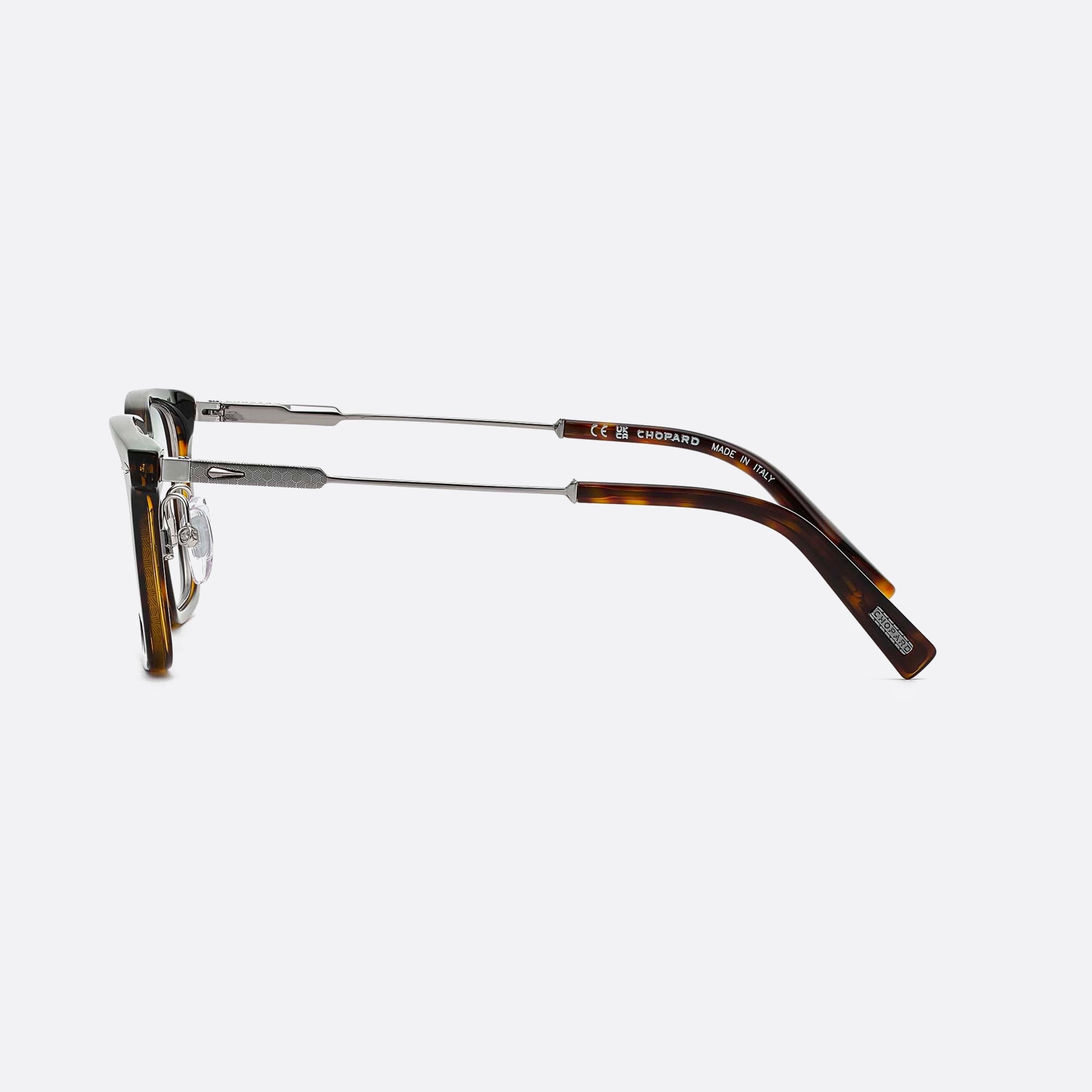 Chopard 52mm Vch346 03aq Havana Geometric Unisex Eyeglasses - Side View