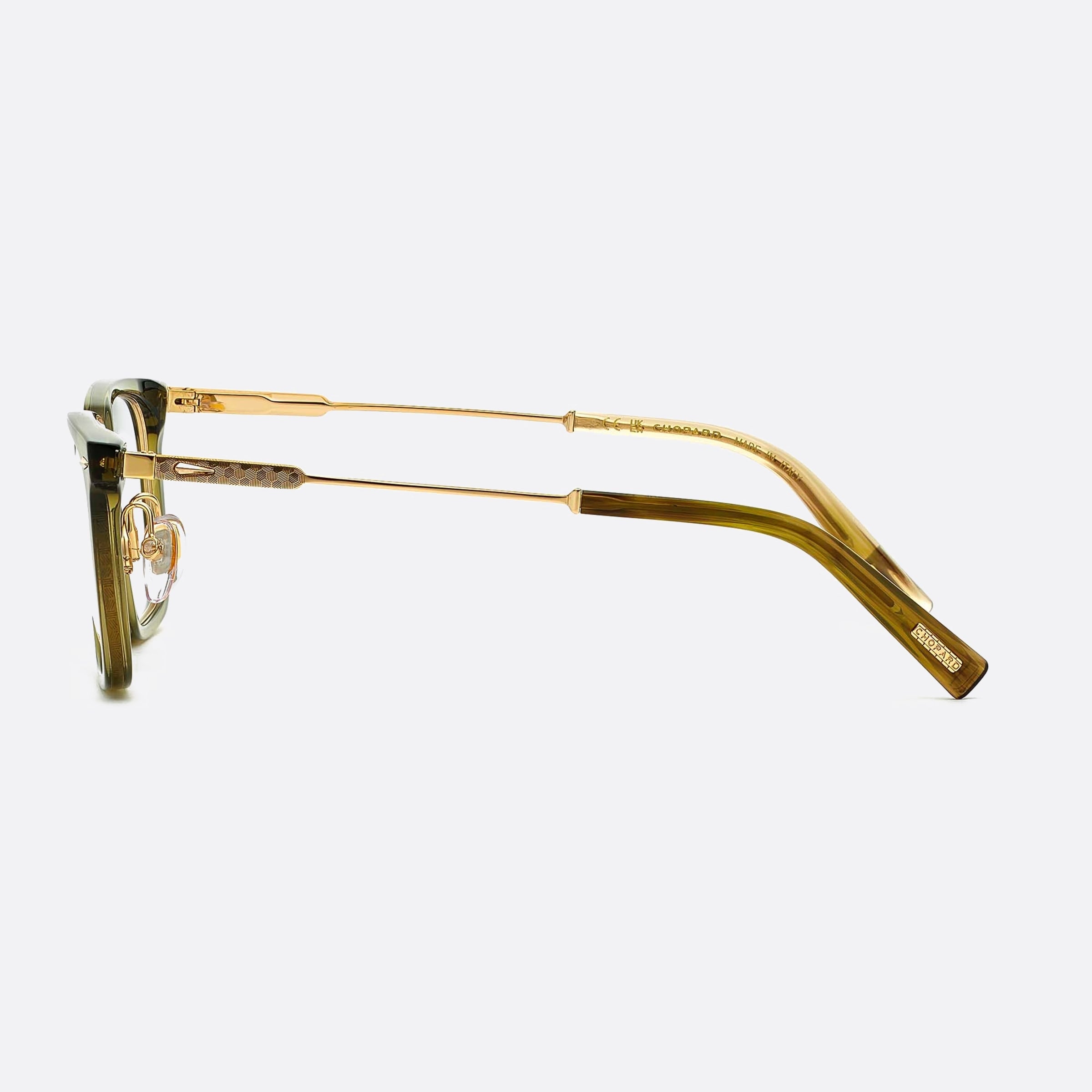 Chopard 52mm Vch346 09hf Green Geometric Unisex Eyeglasses - Side View