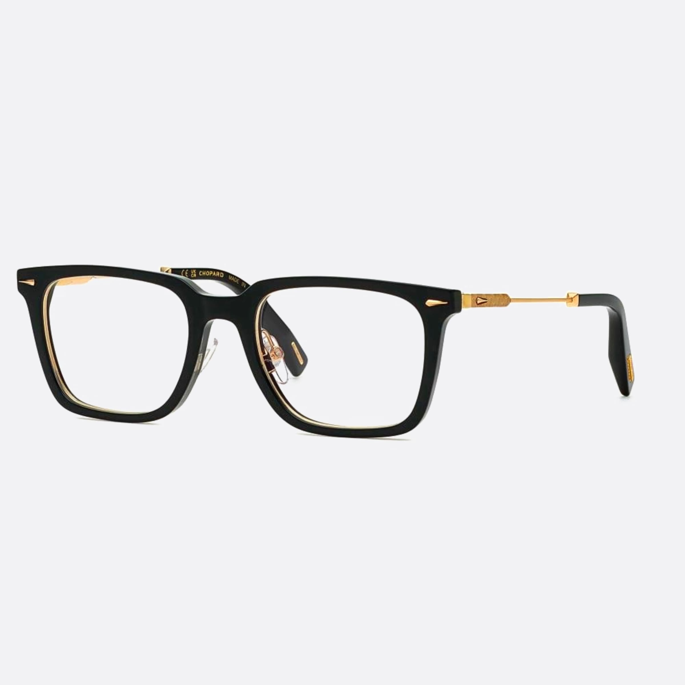 Chopard 52mm Vch346 0z50 Black Geometric Unisex Eyeglasses - Side View