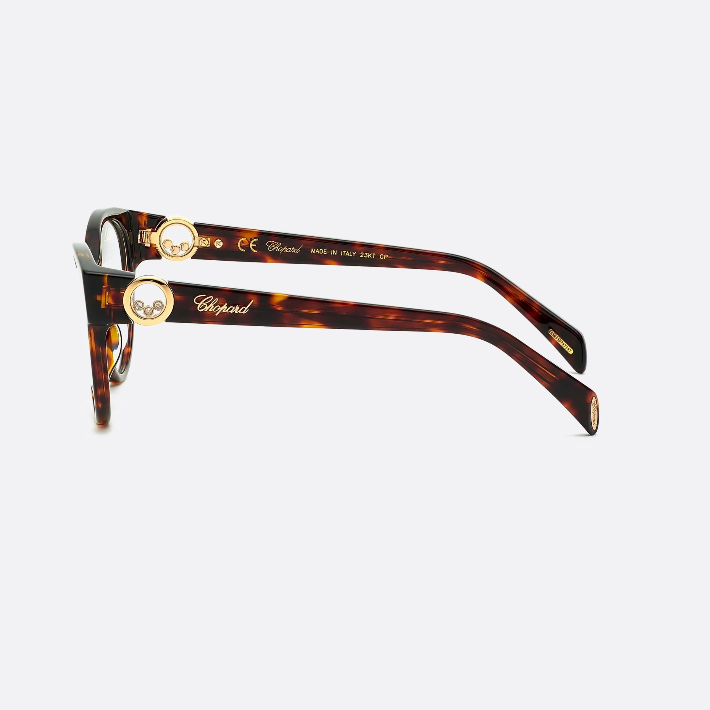 Chopard 53mm Vch350s Havana Round Women Eyeglasses - Side View
