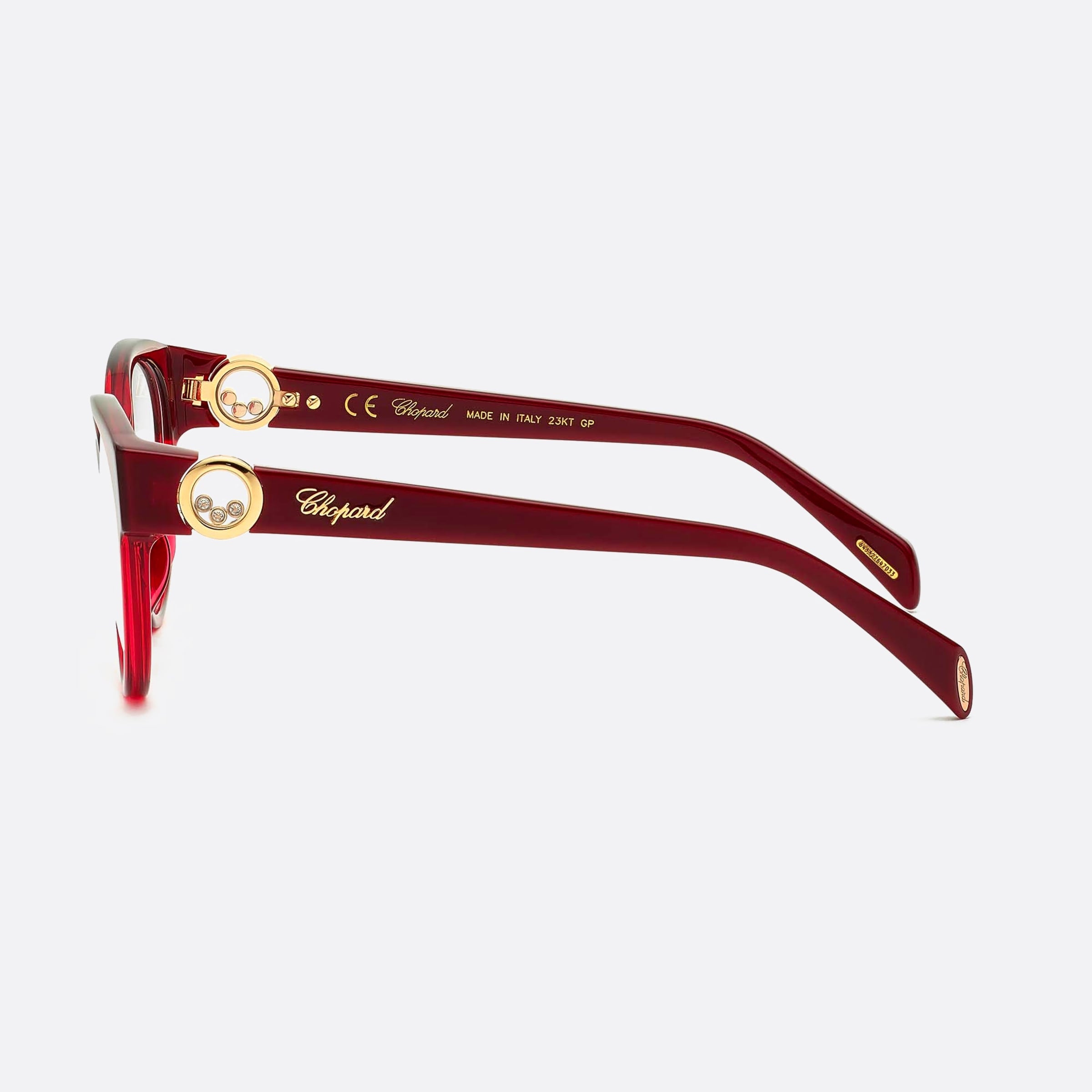 Chopard 53mm Vch350s Red Round Women Eyeglasses - Side View