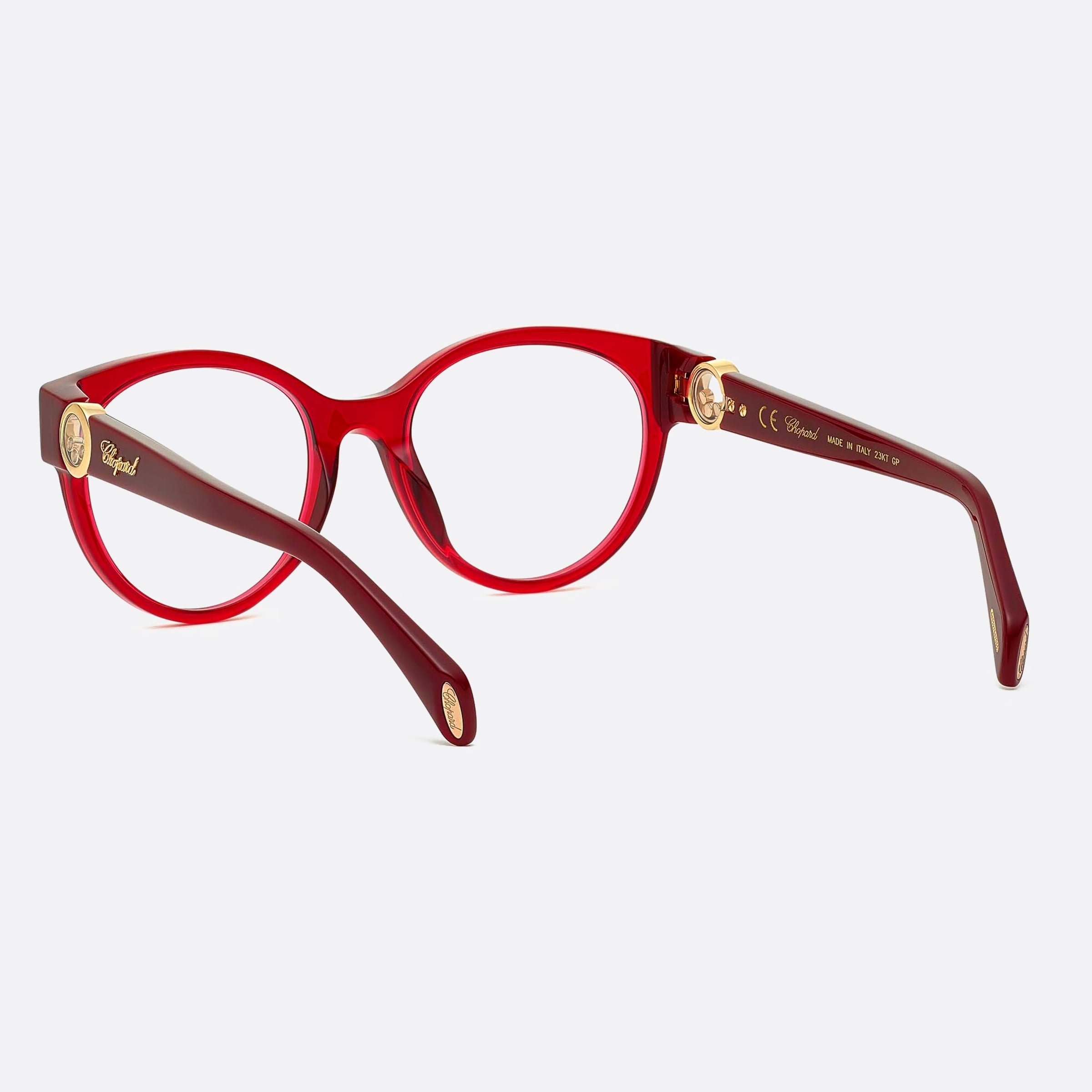 Chopard 53mm Vch350s Red Round Women Eyeglasses - Detail View