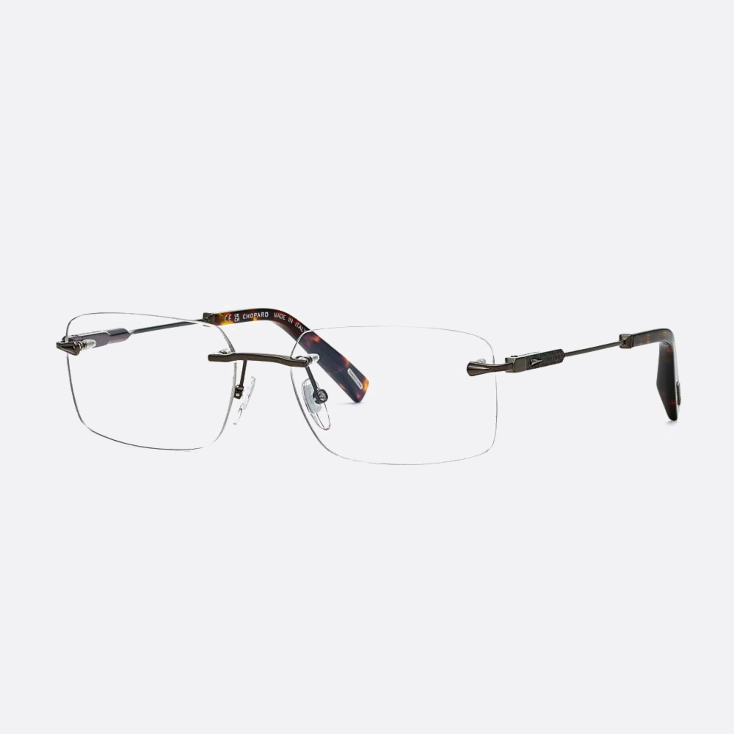 Chopard 58mm Vchg57 Ruthenium Geometric Unisex Eyeglasses - Side View
