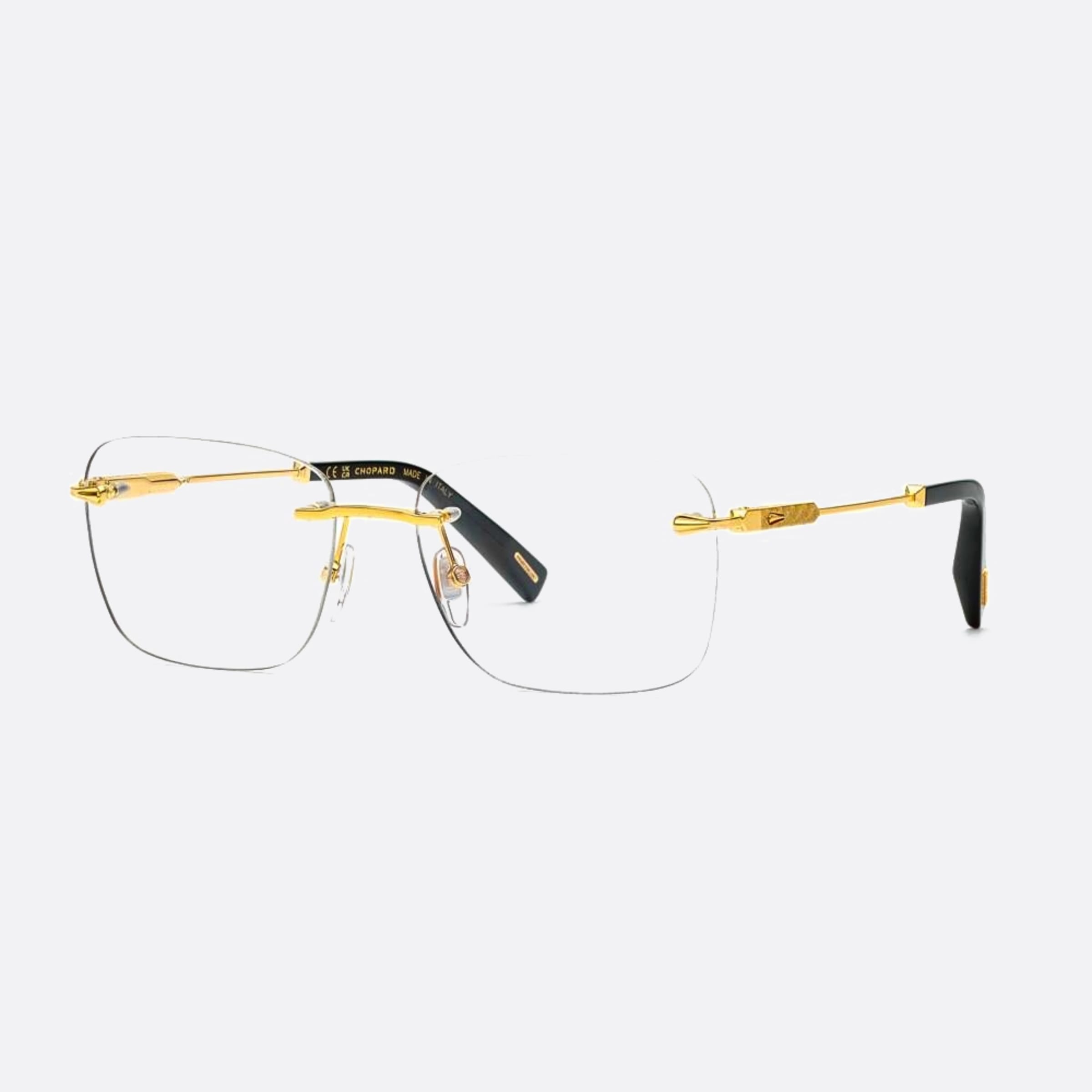 Chopard 57mm Vchg58 Gold Geometric Unisex Eyeglasses - Side View