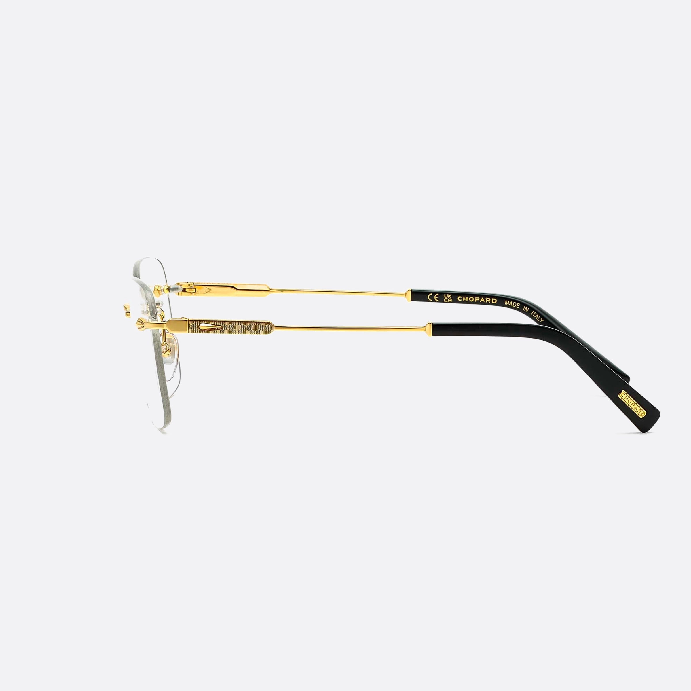 Chopard 57mm Vchg58 Gold Geometric Unisex Eyeglasses - Detail View