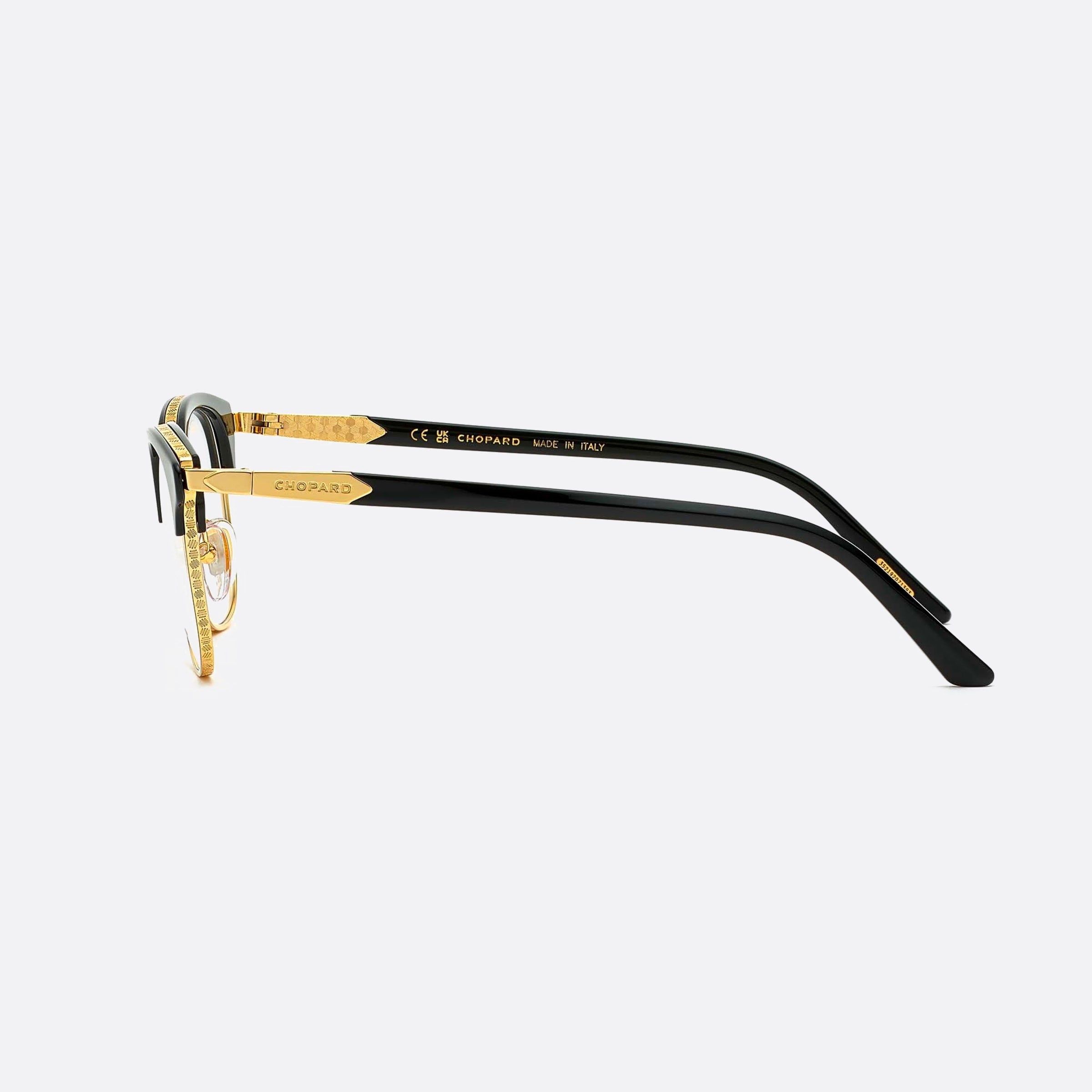 Chopard 51mm Vchg59 Gold Round Unisex Eyeglasses - Side View