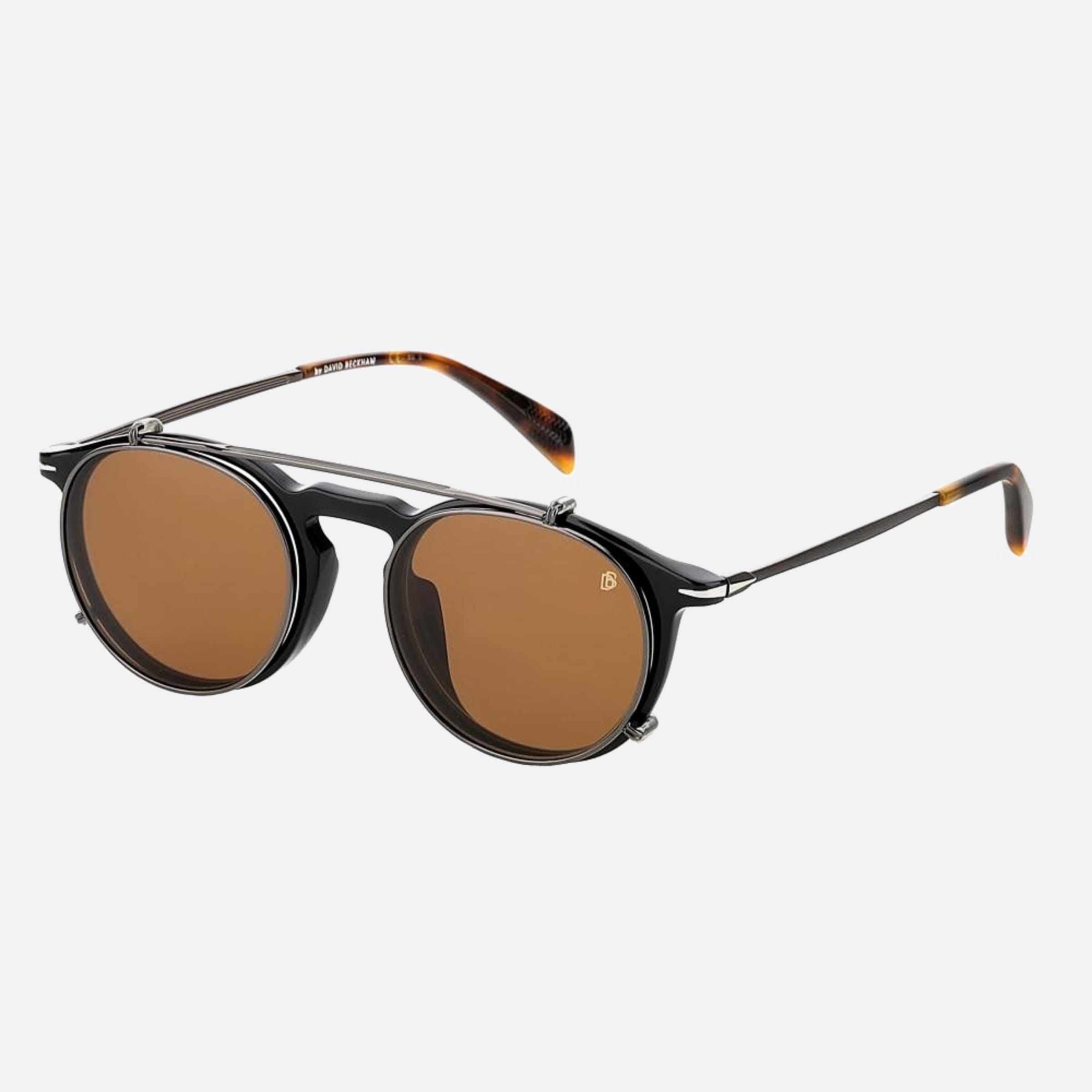 David 49mm Beckham Black Round Men Sunglasses - Side View