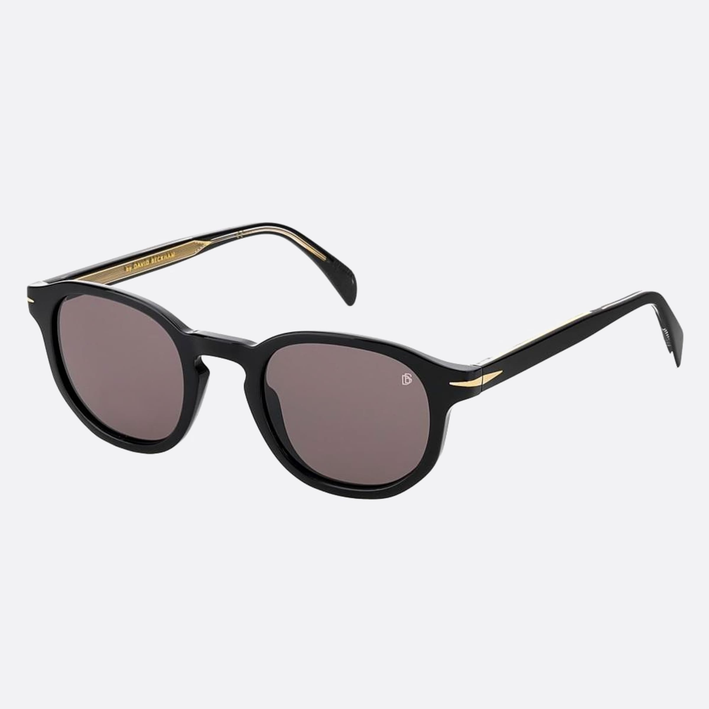 David 49mm Beckham Black Round Men Sunglasses - Side View