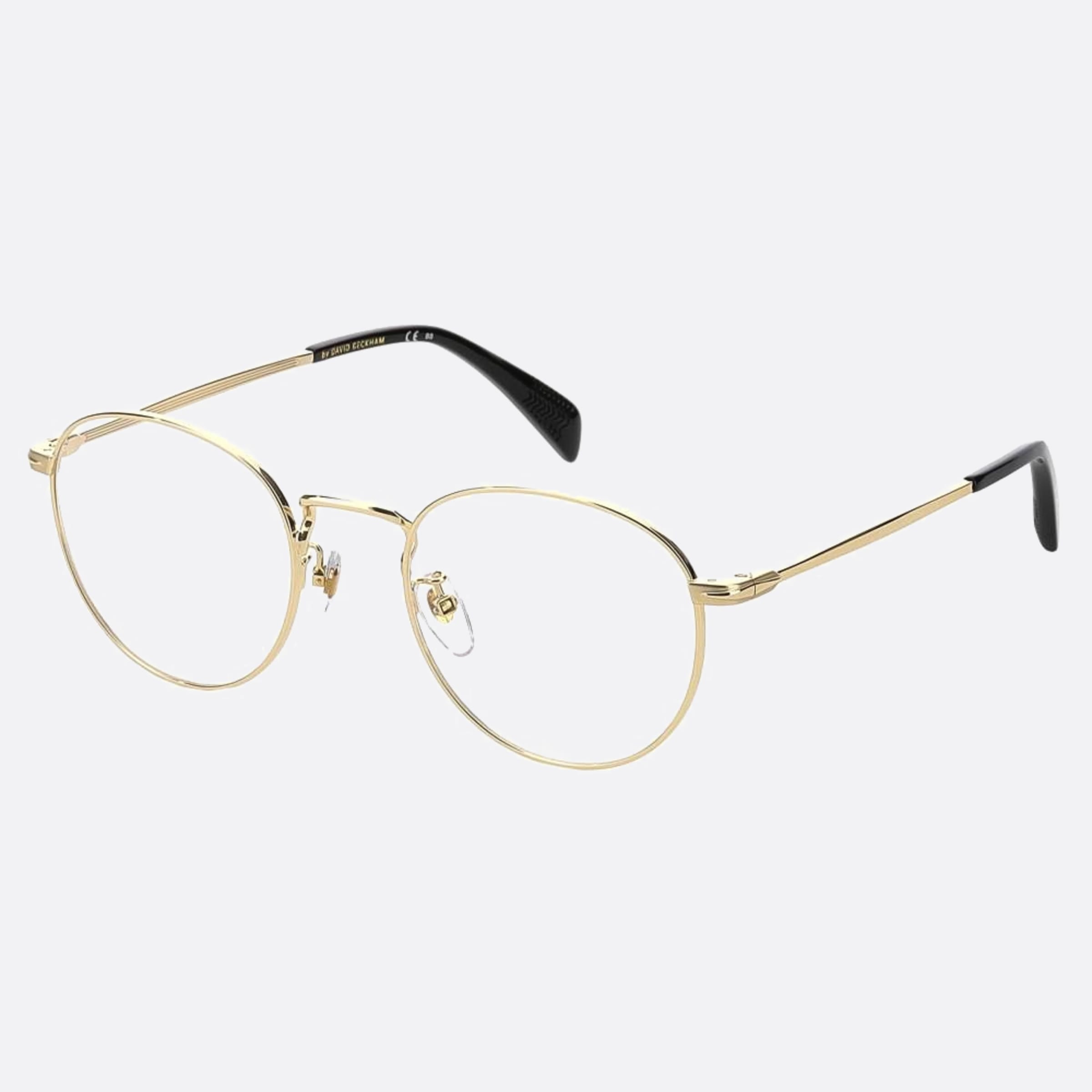 David 52mm Beckham J5g Gold Round Men Eyeglasses - Side View