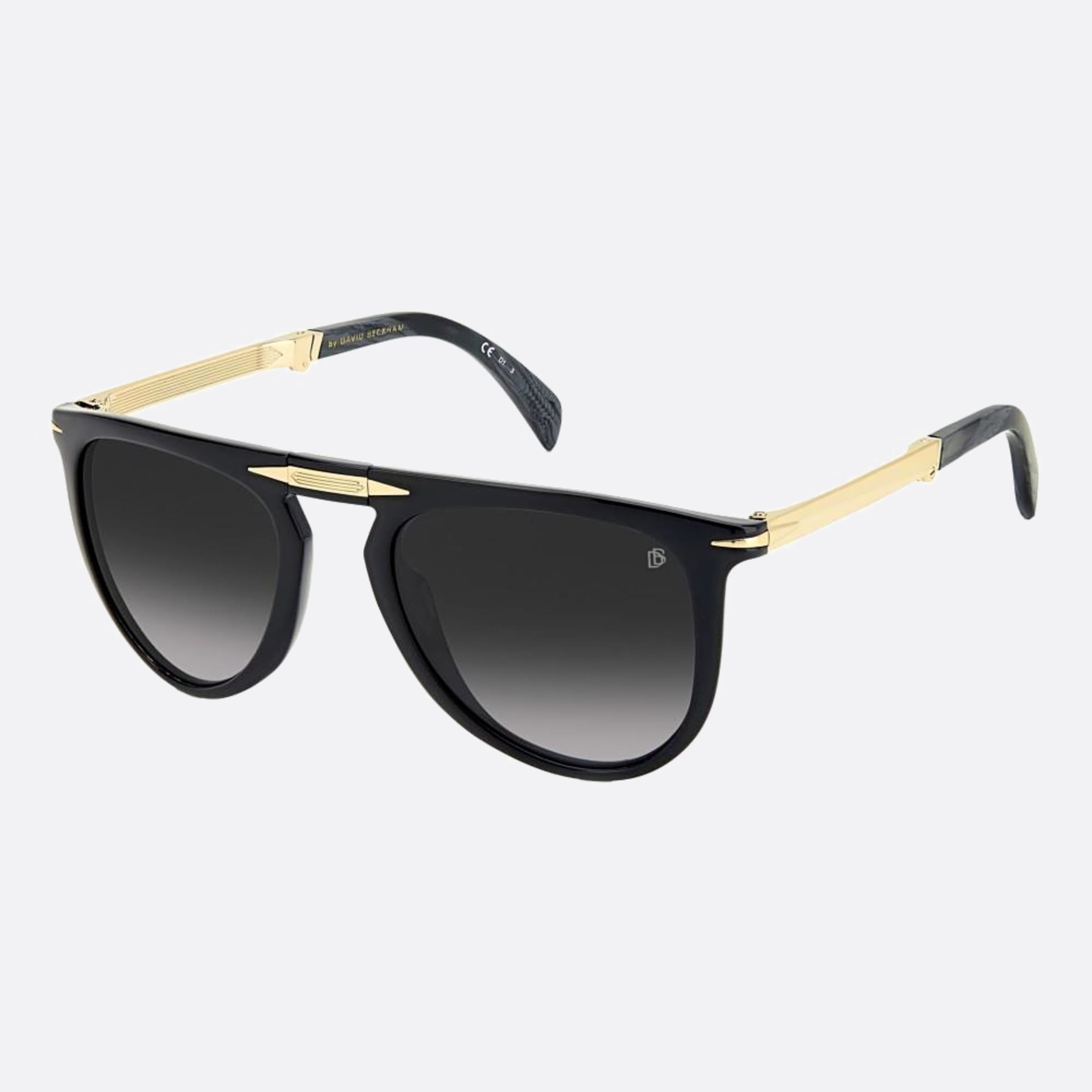 David 54mm Beckham Folding 2m2 Black Pilot Men Sunglasses - Side View