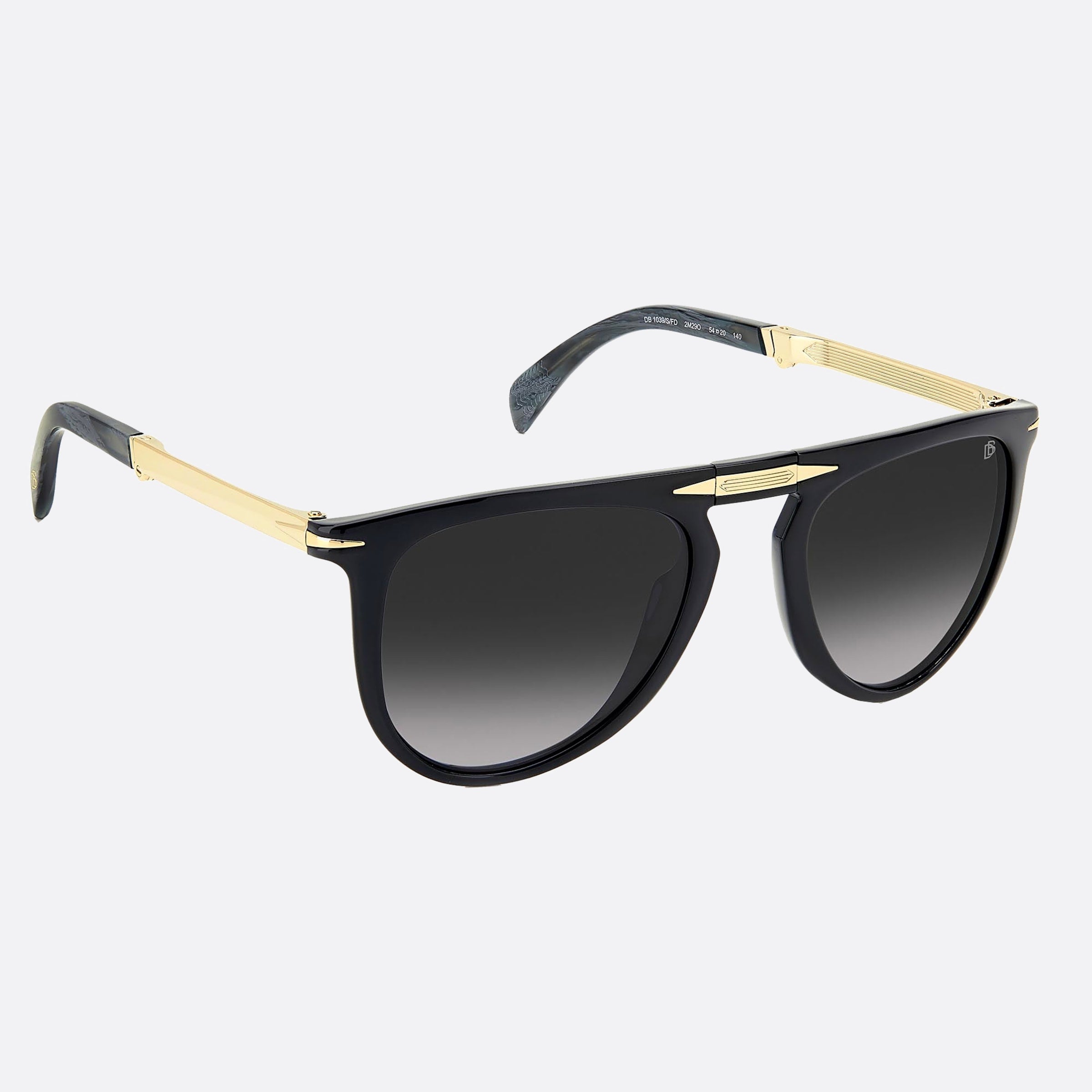 David 54mm Beckham Folding 2m2 Black Pilot Men Sunglasses - Detail View